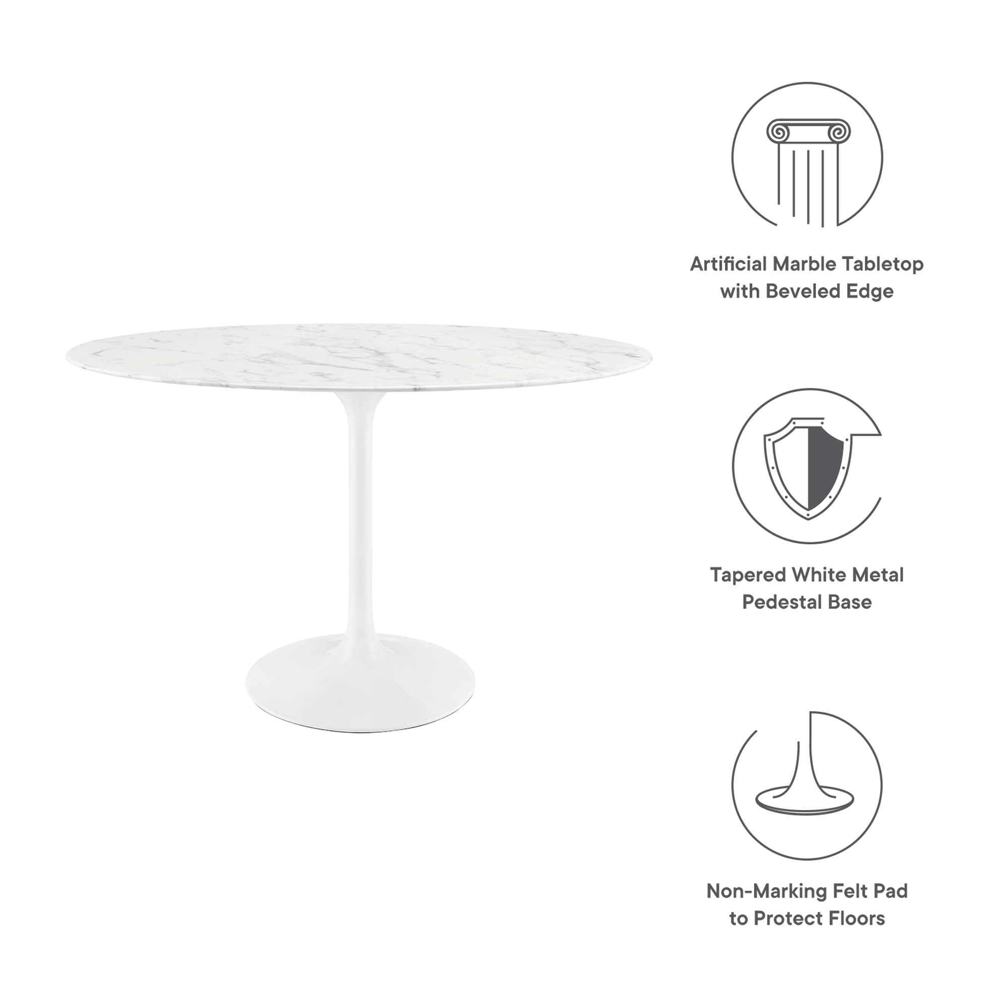 Lippa Oval Artificial Marble Dining Table view 4