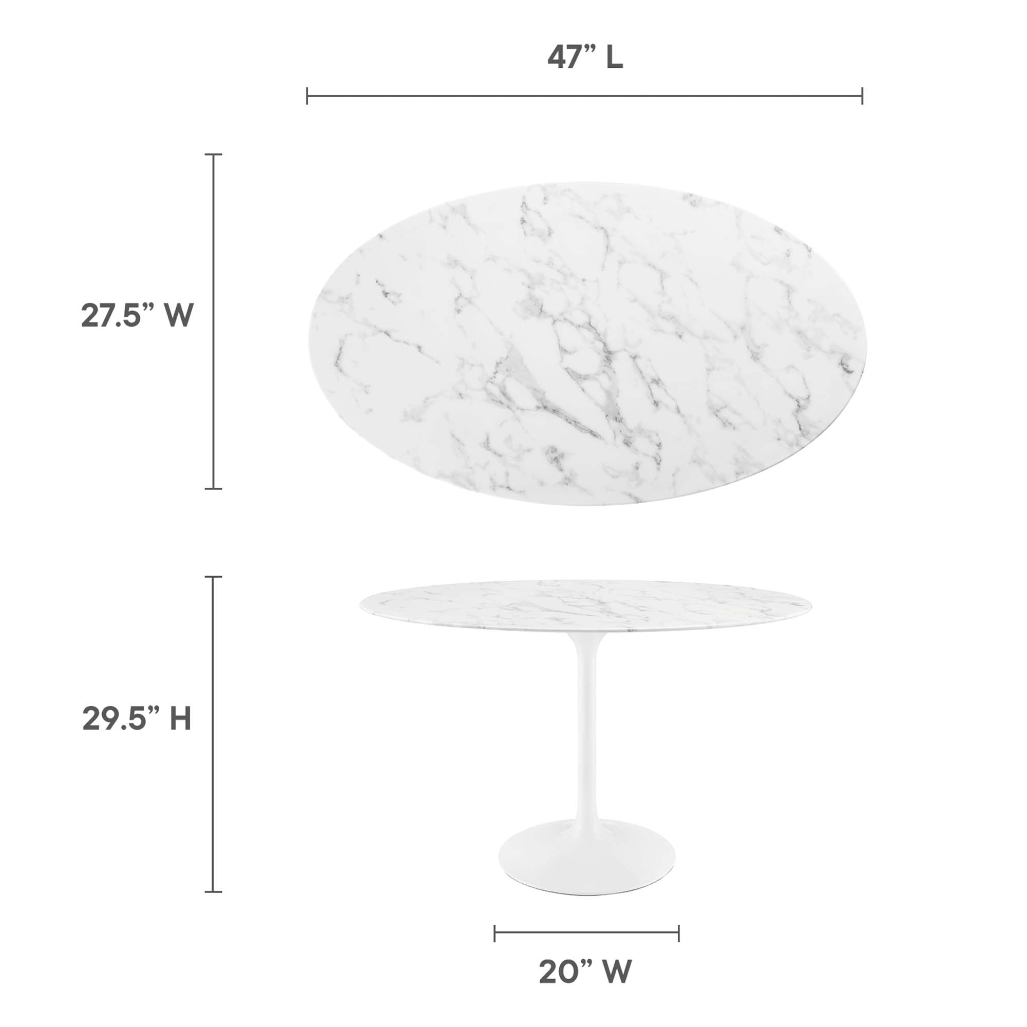 Lippa Oval Artificial Marble Dining Table view 5
