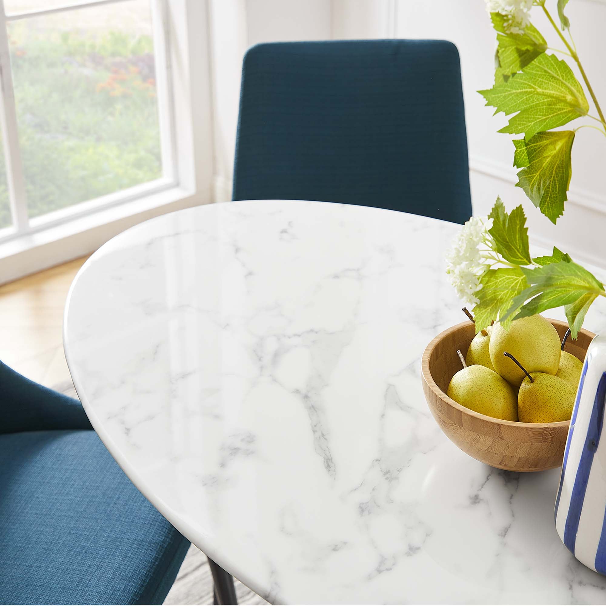 Lippa Oval Artificial Marble Dining Table view 6