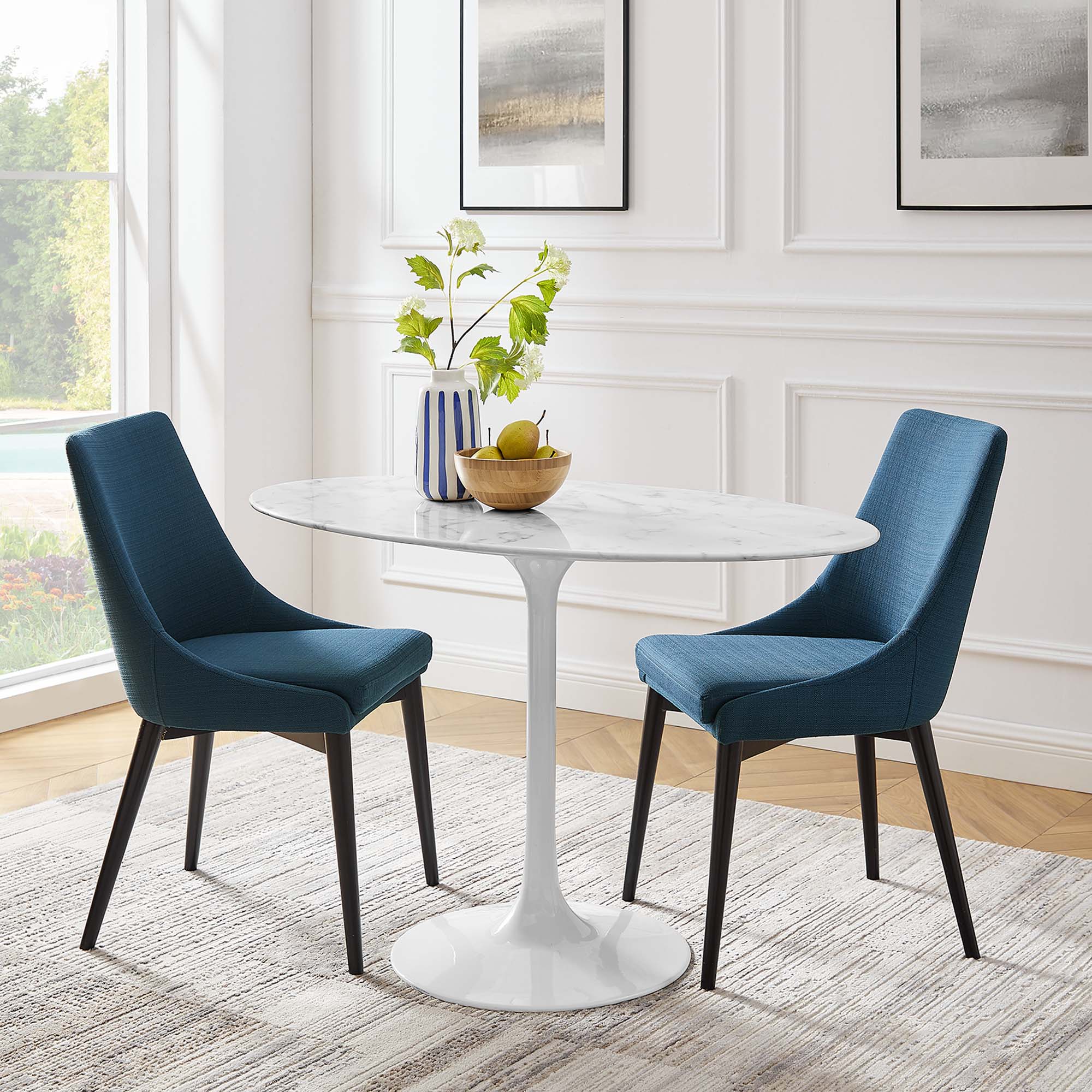 Lippa Oval Artificial Marble Dining Table view 2