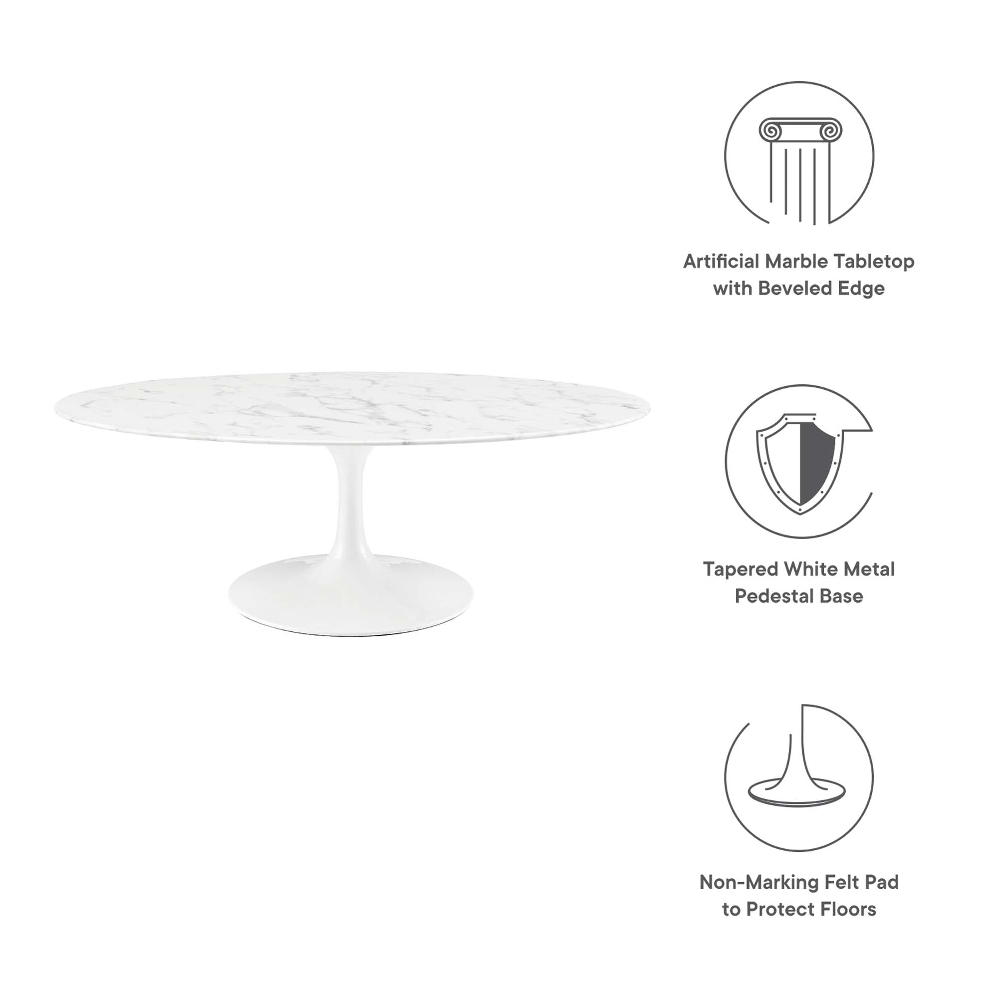 Lippa Oval Artificial Marble Coffee Table view 4