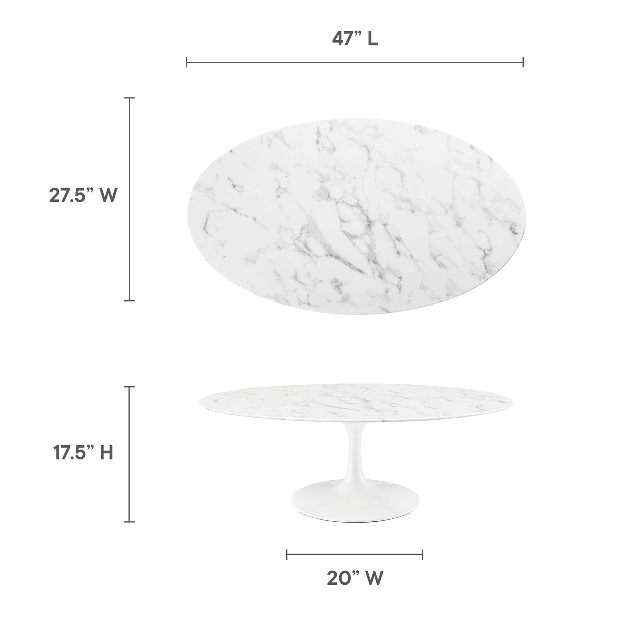 Lippa Oval Artificial Marble Coffee Table view 5