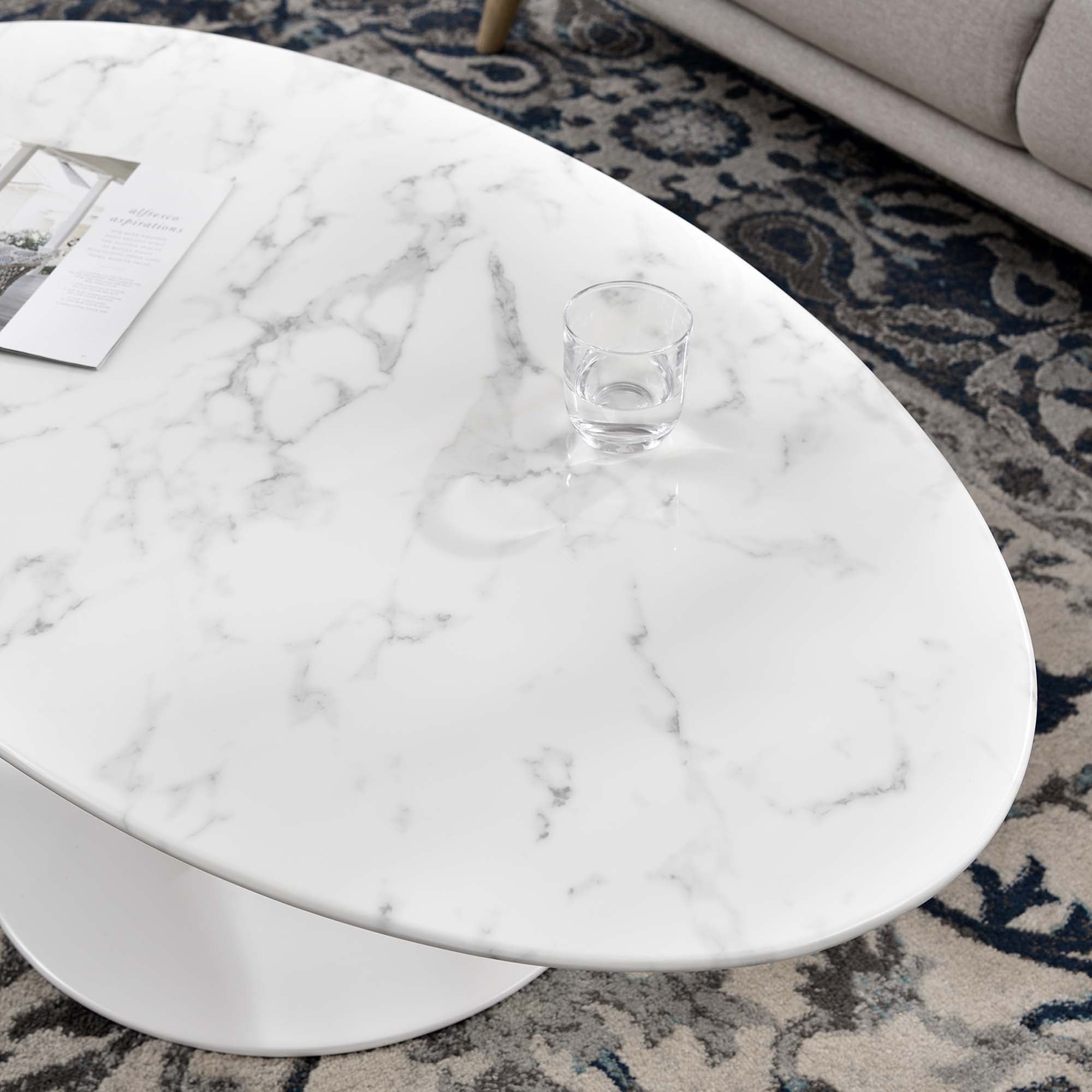 Lippa Oval Artificial Marble Coffee Table view 6