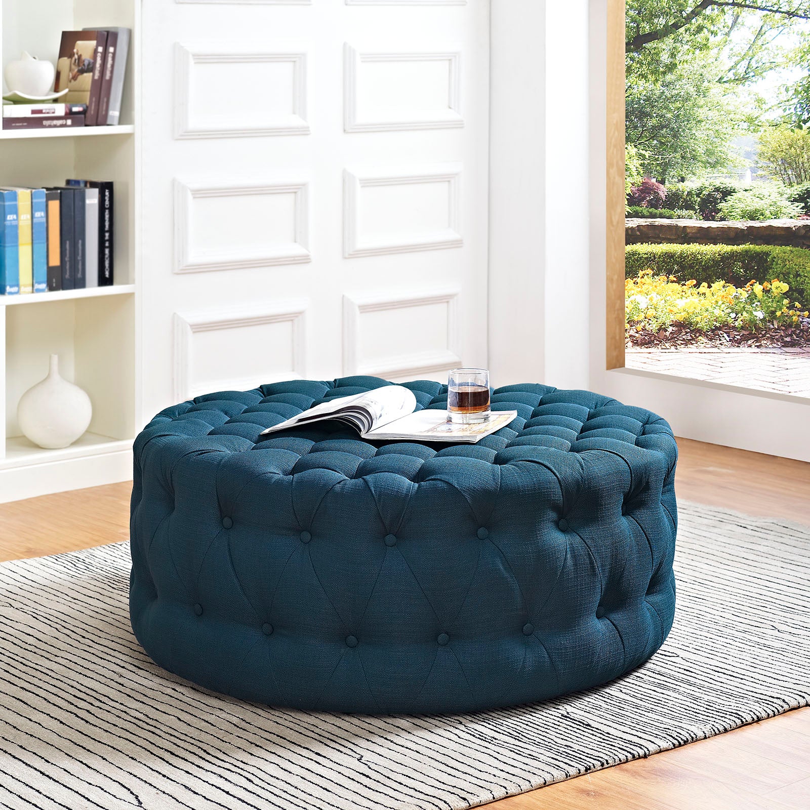 Amour Upholstered Fabric Ottoman view 2
