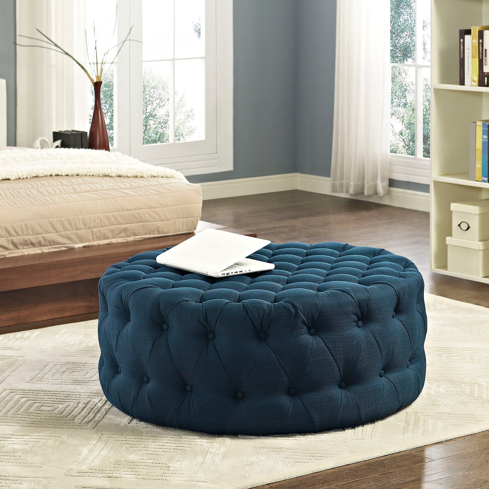Amour Upholstered Fabric Ottoman view 3