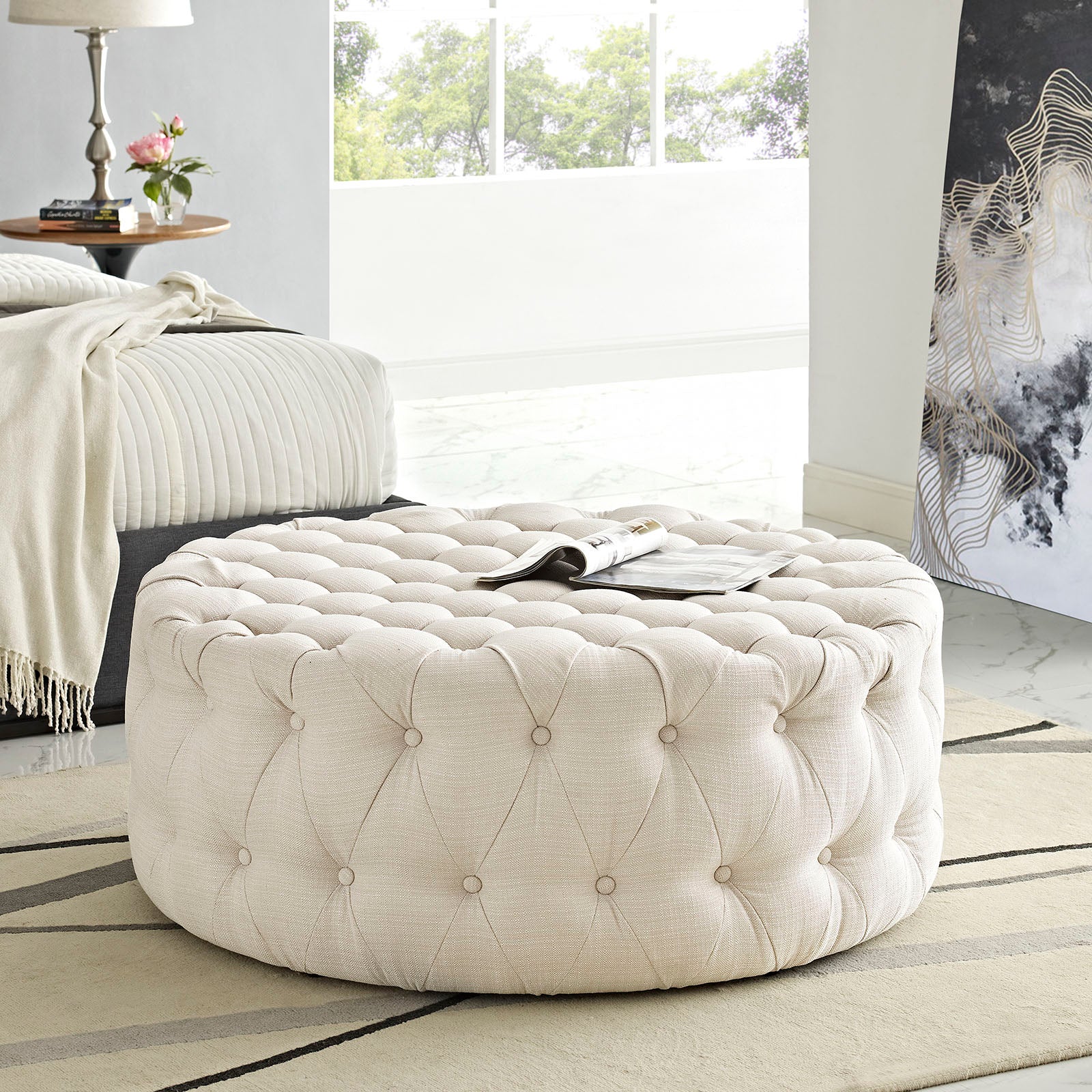 Amour Upholstered Fabric Ottoman view 8