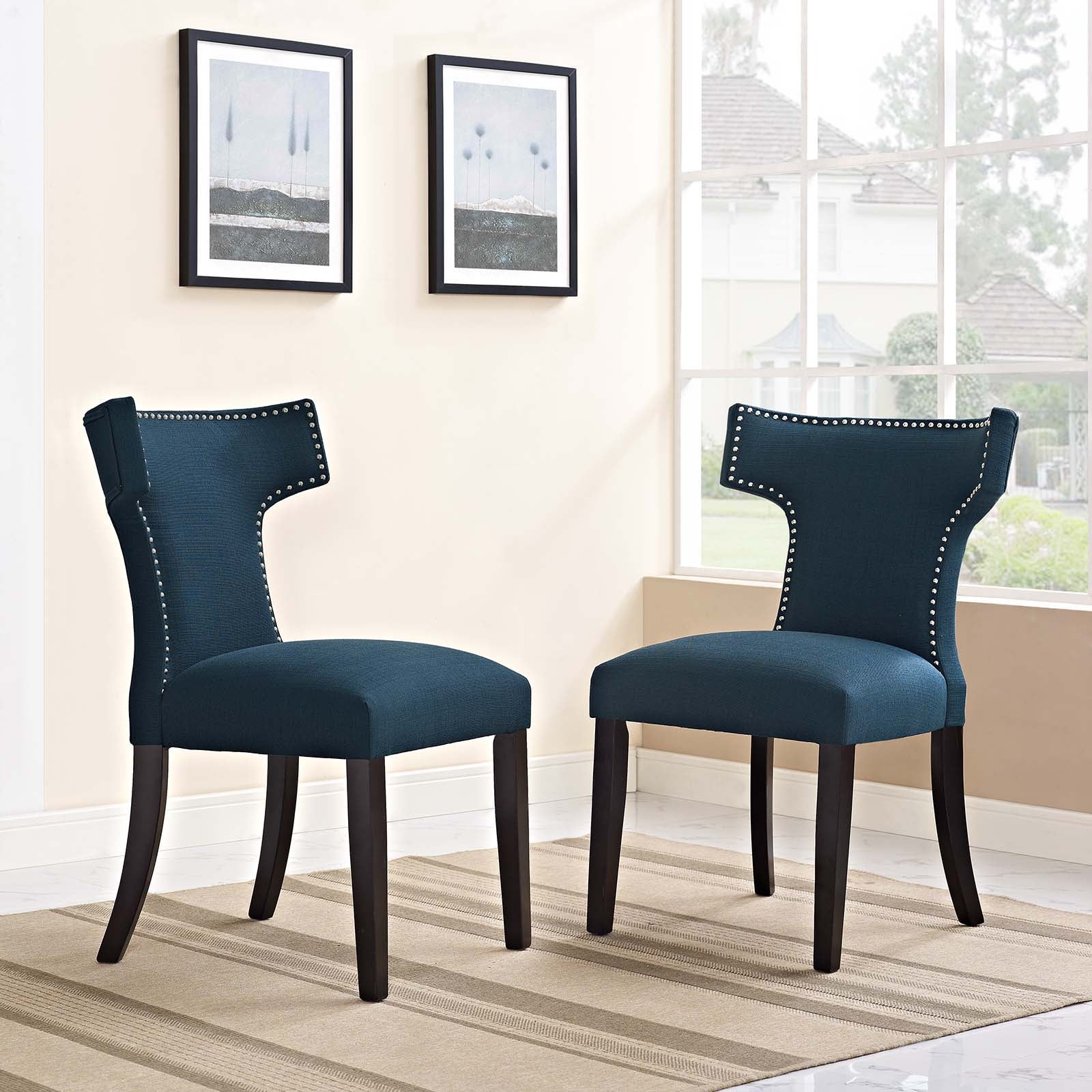 Curve Fabric Dining Side Chair Set of 2 view 2