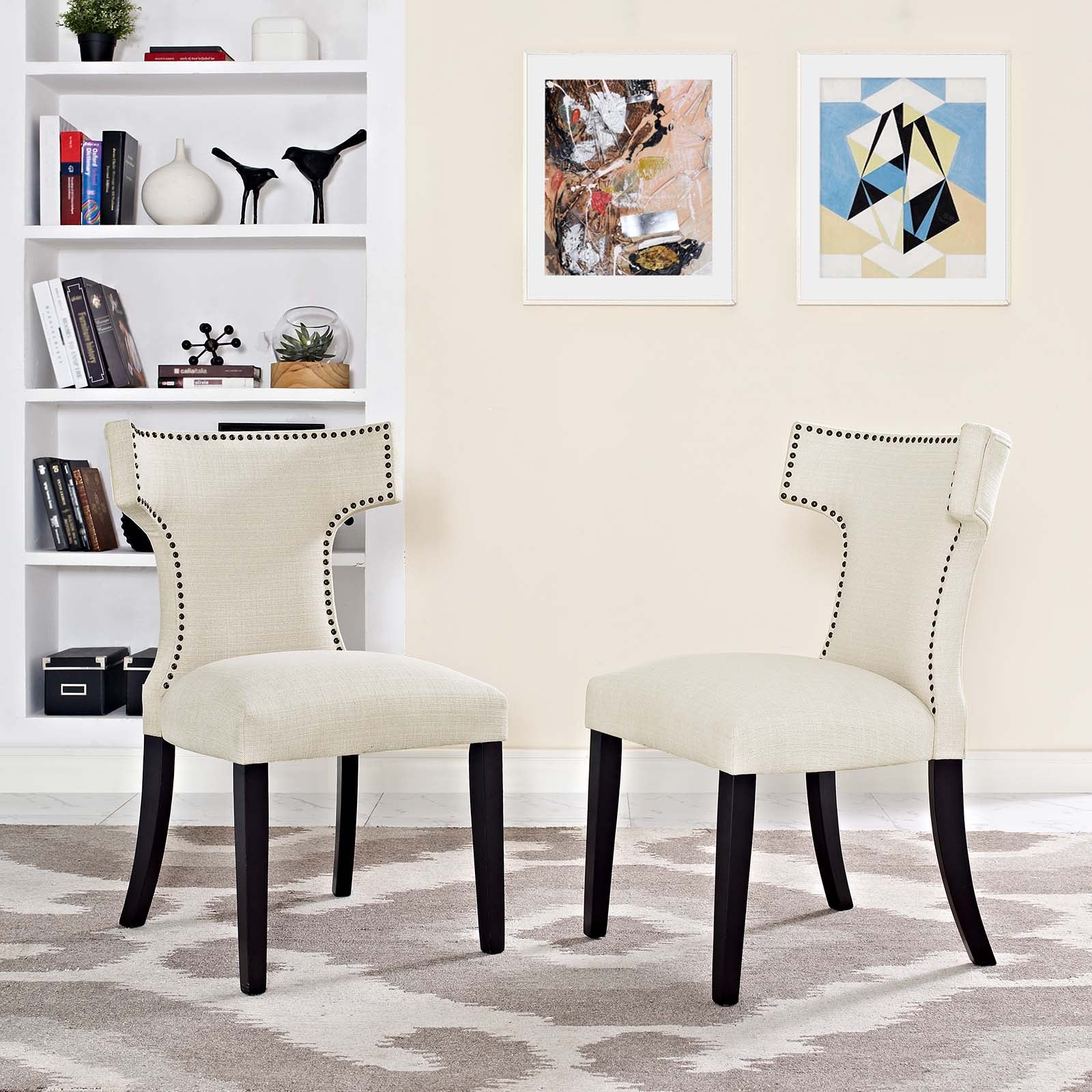 Curve Fabric Dining Side Chair Set of 2 view 6