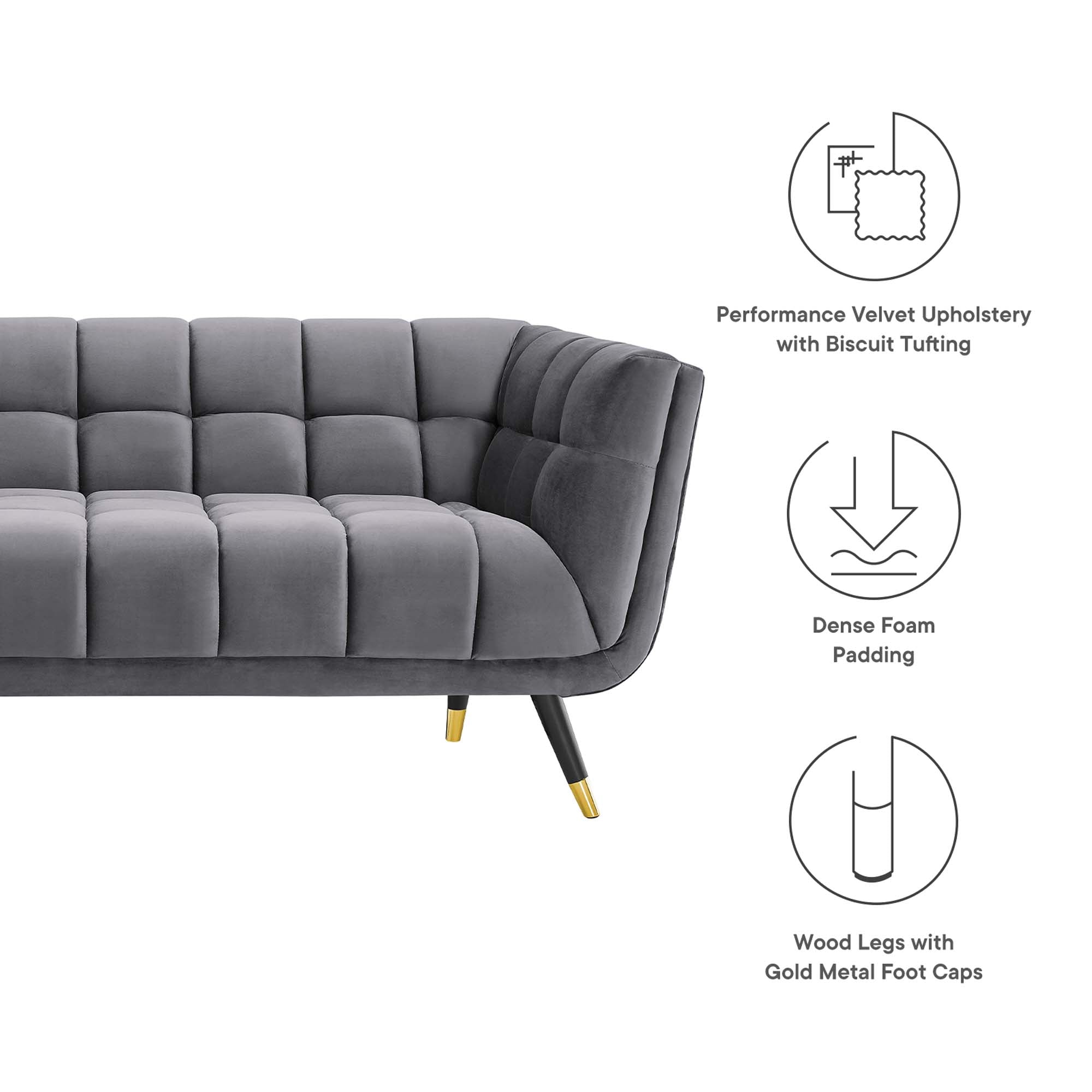 Adept Performance Velvet Sofa view 3