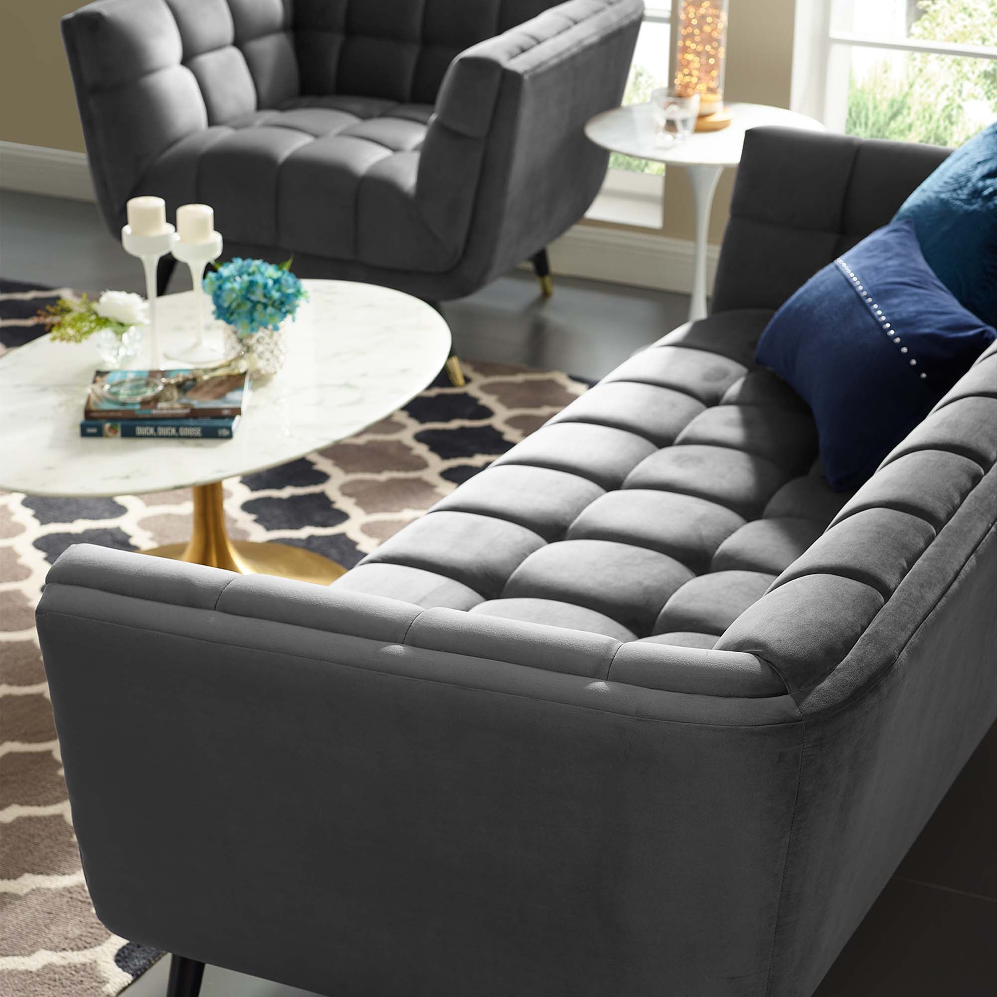 Adept Performance Velvet Sofa view 6