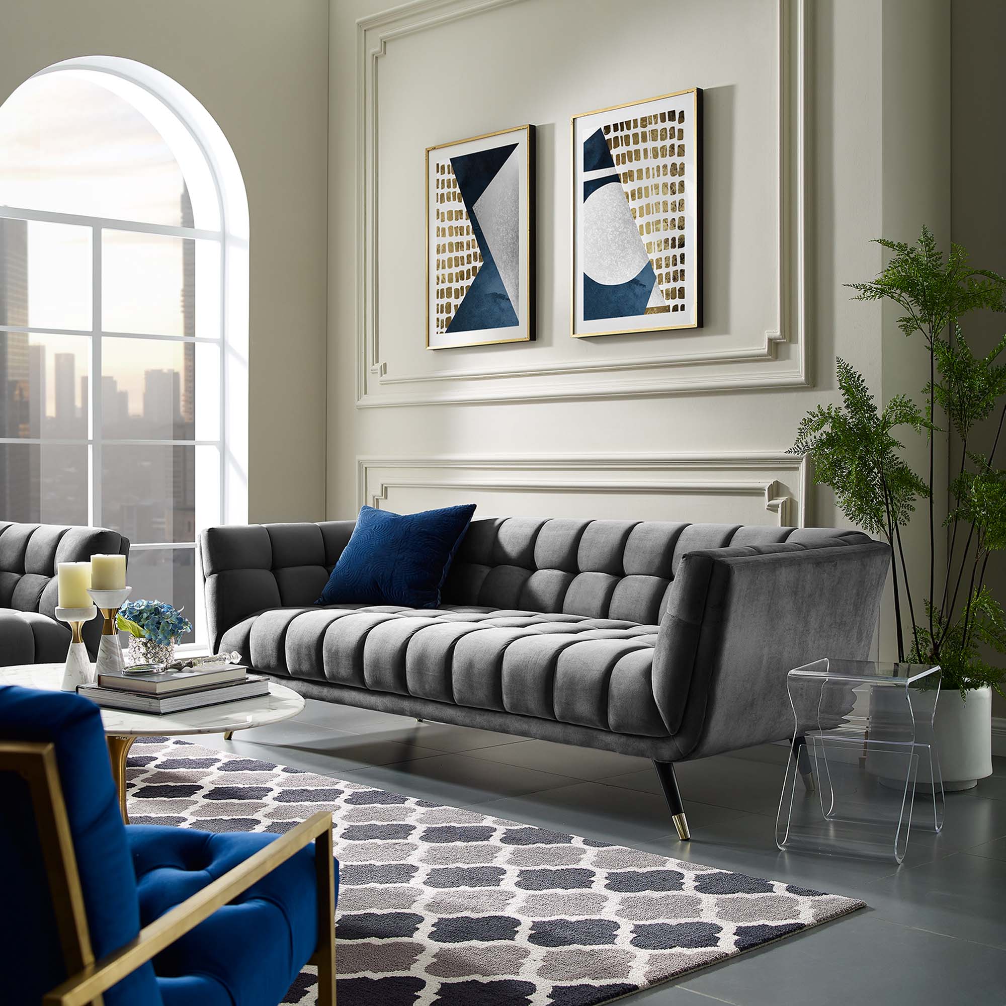Adept Performance Velvet Sofa view 2