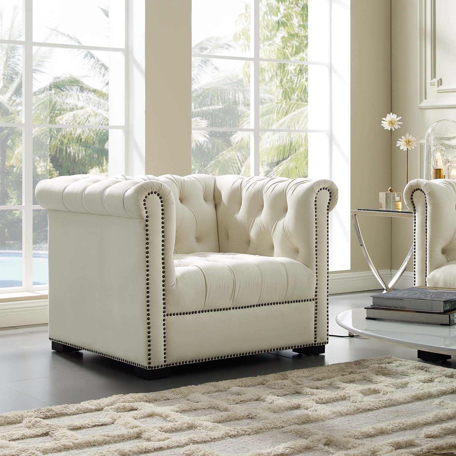 Heritage Performance Velvet Armchair view 6