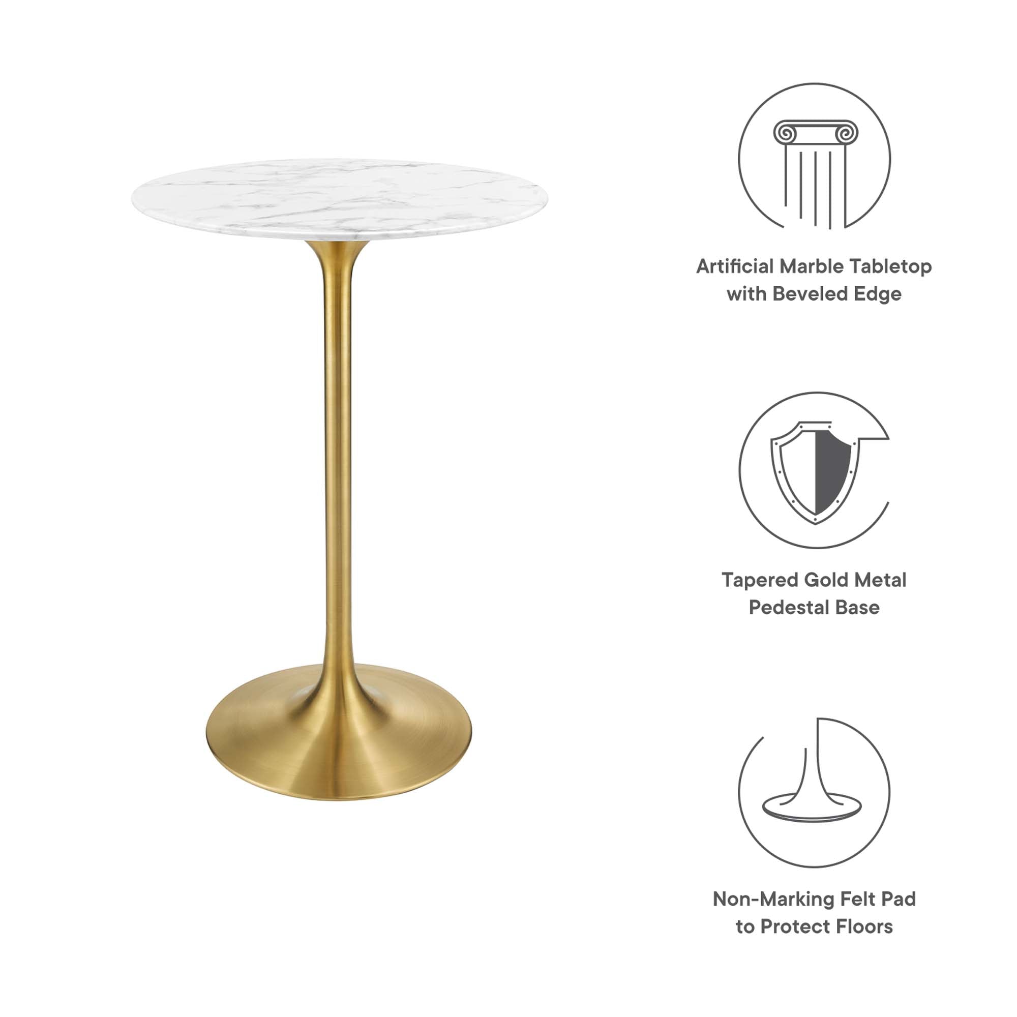 Lippa Round Artificial Marble Bar Table view 3
