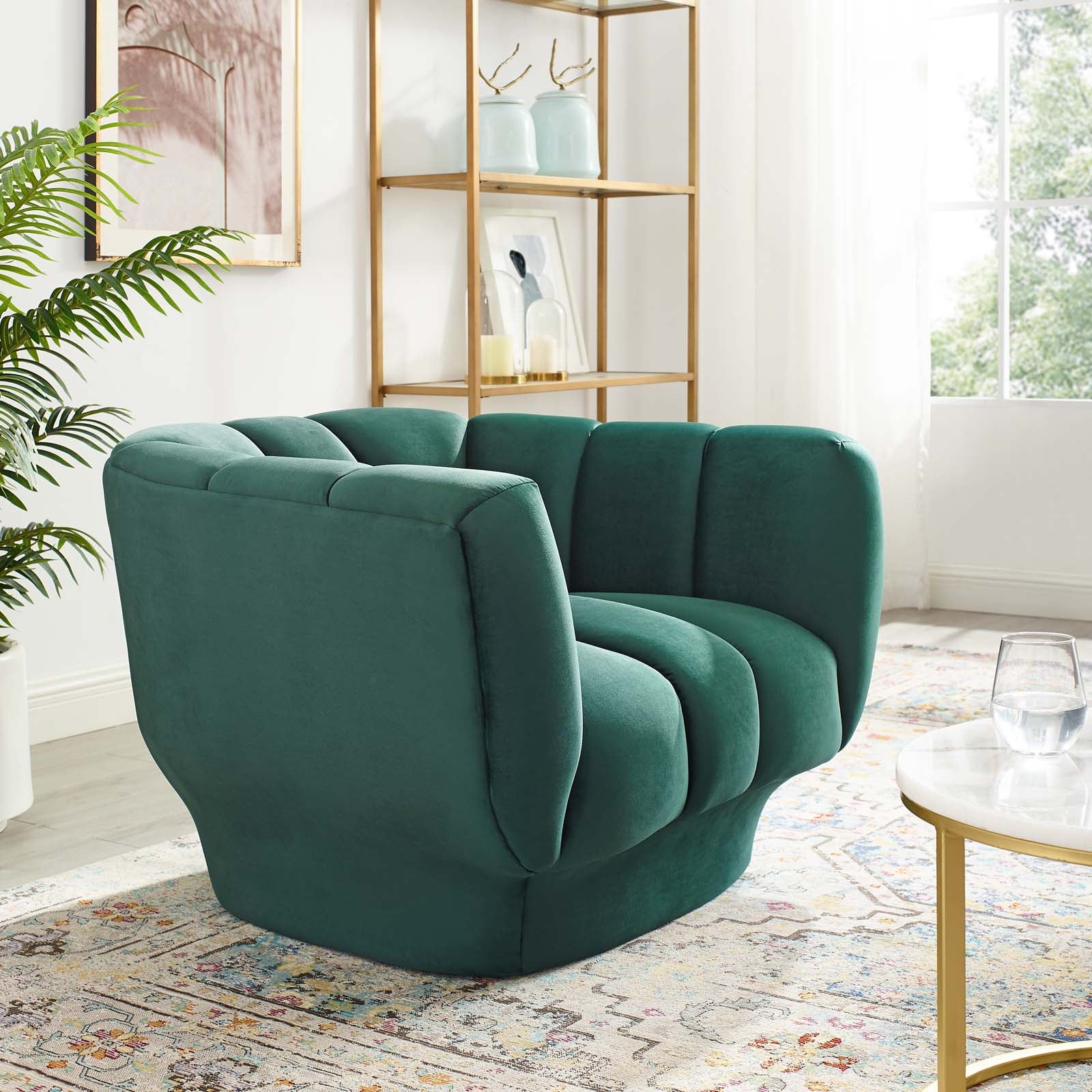 Entertain Vertical Channel Tufted Performance Velvet Armchair view 5