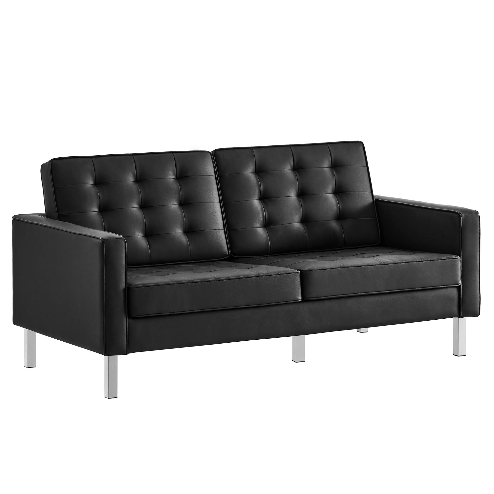 Loft Tufted Vegan Leather Loveseat view 1