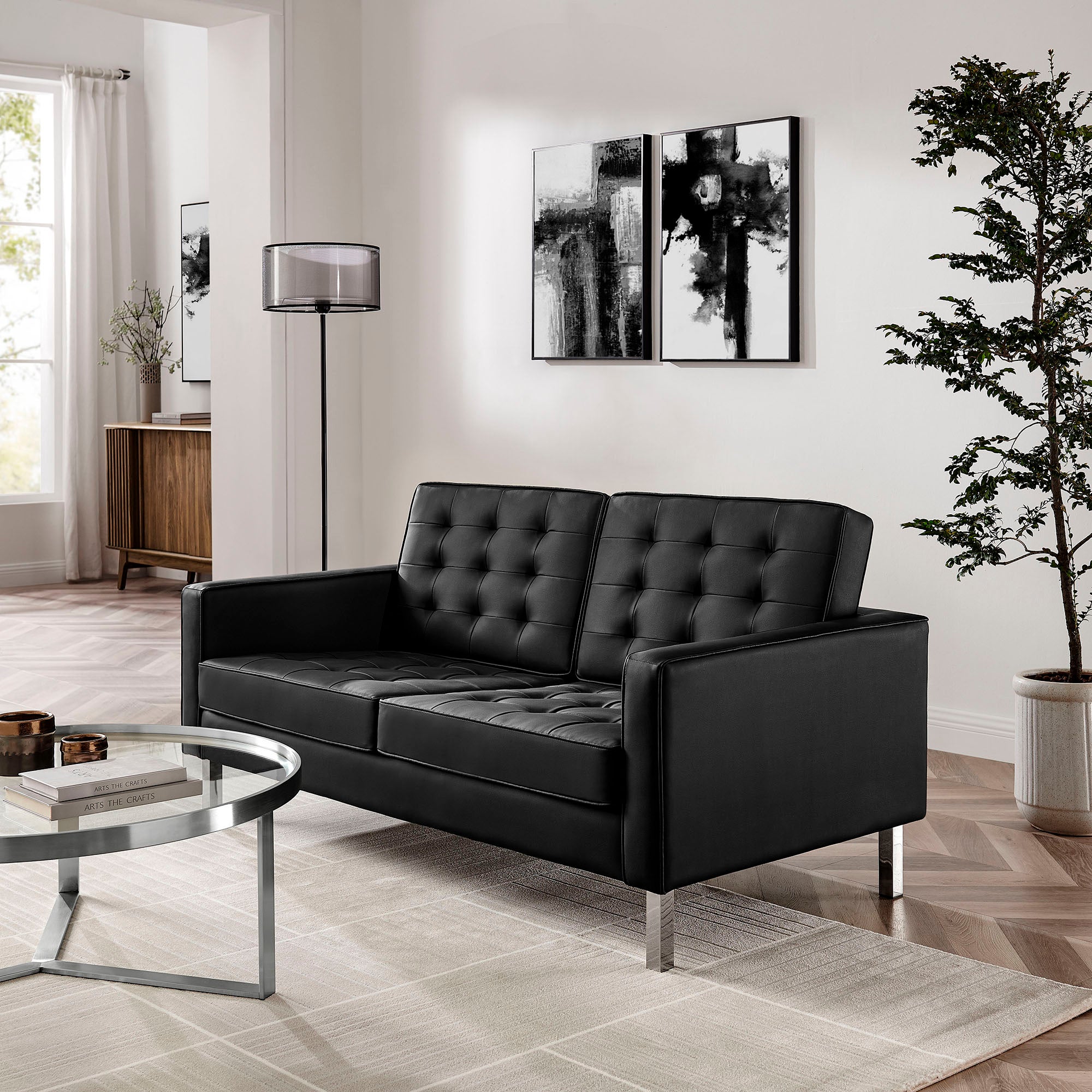 Loft Tufted Vegan Leather Loveseat view 5