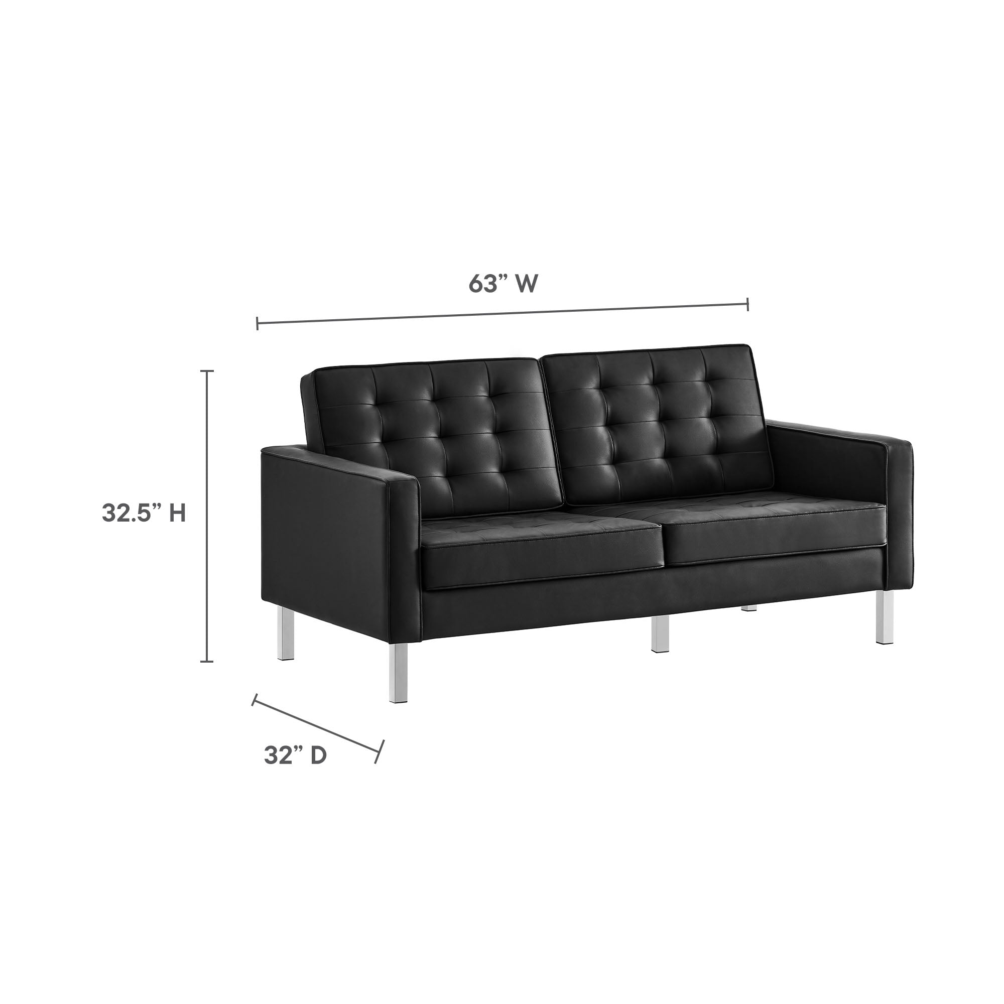 Loft Tufted Vegan Leather Loveseat view 4