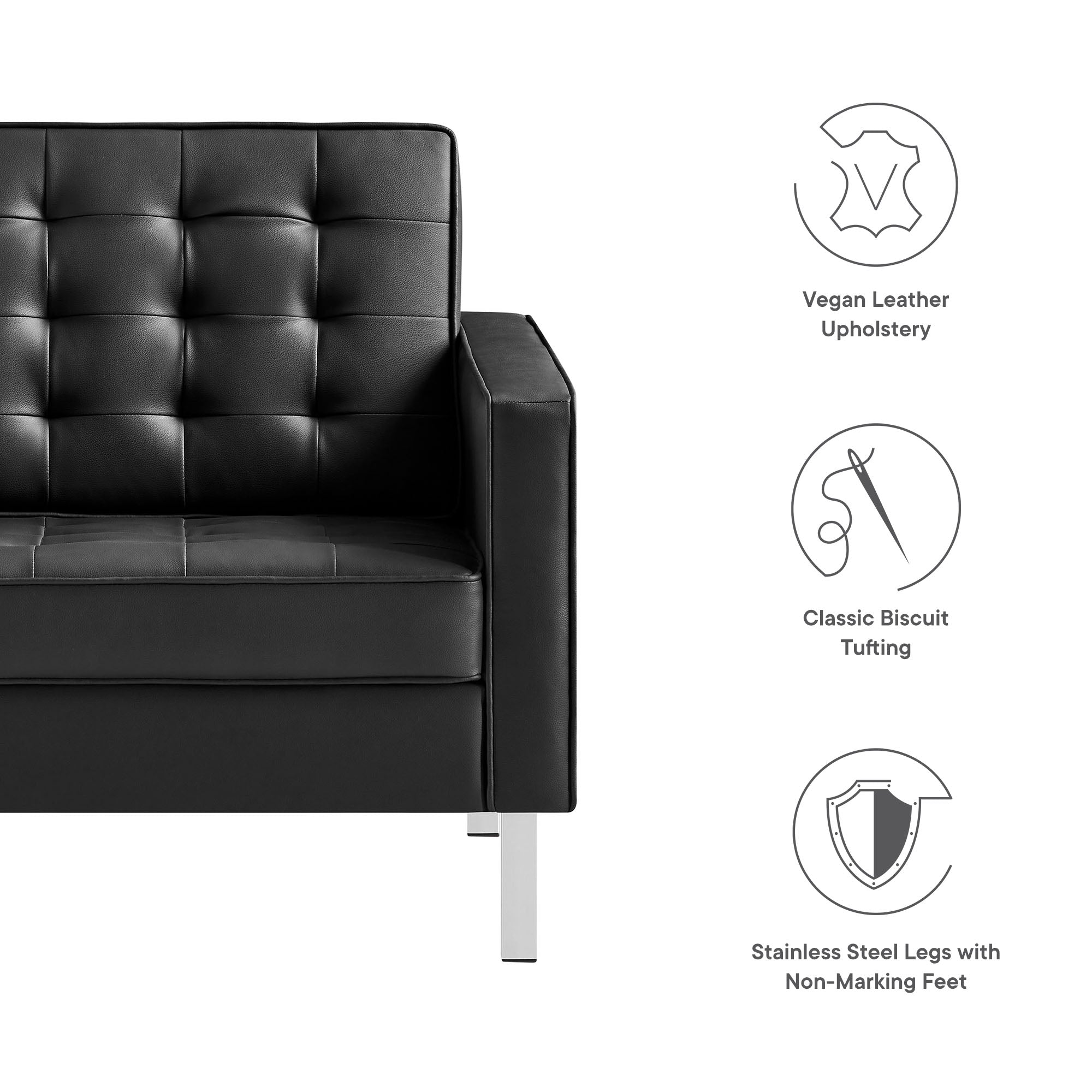 Loft Tufted Vegan Leather Armchair view 3