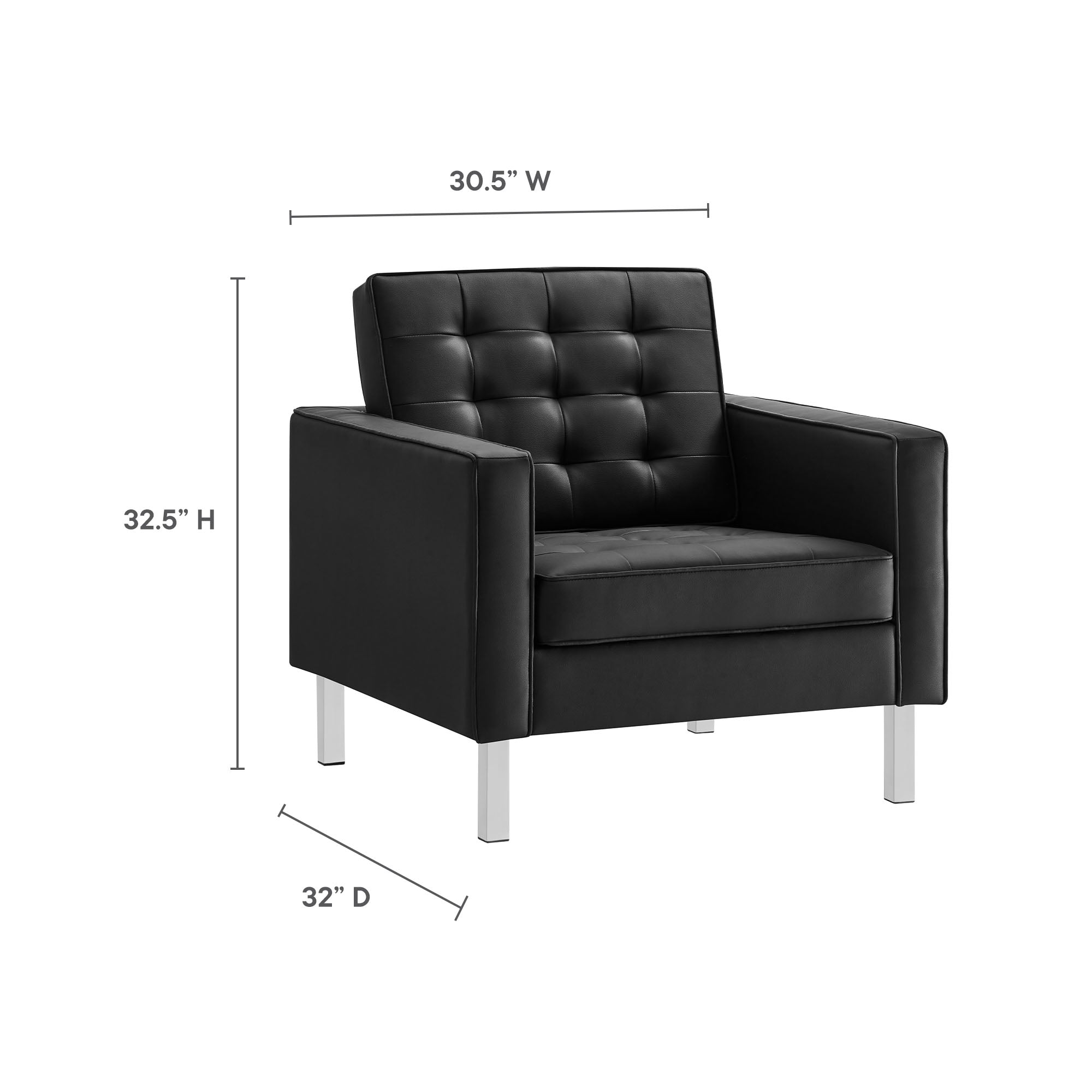 Loft Tufted Vegan Leather Armchair view 4