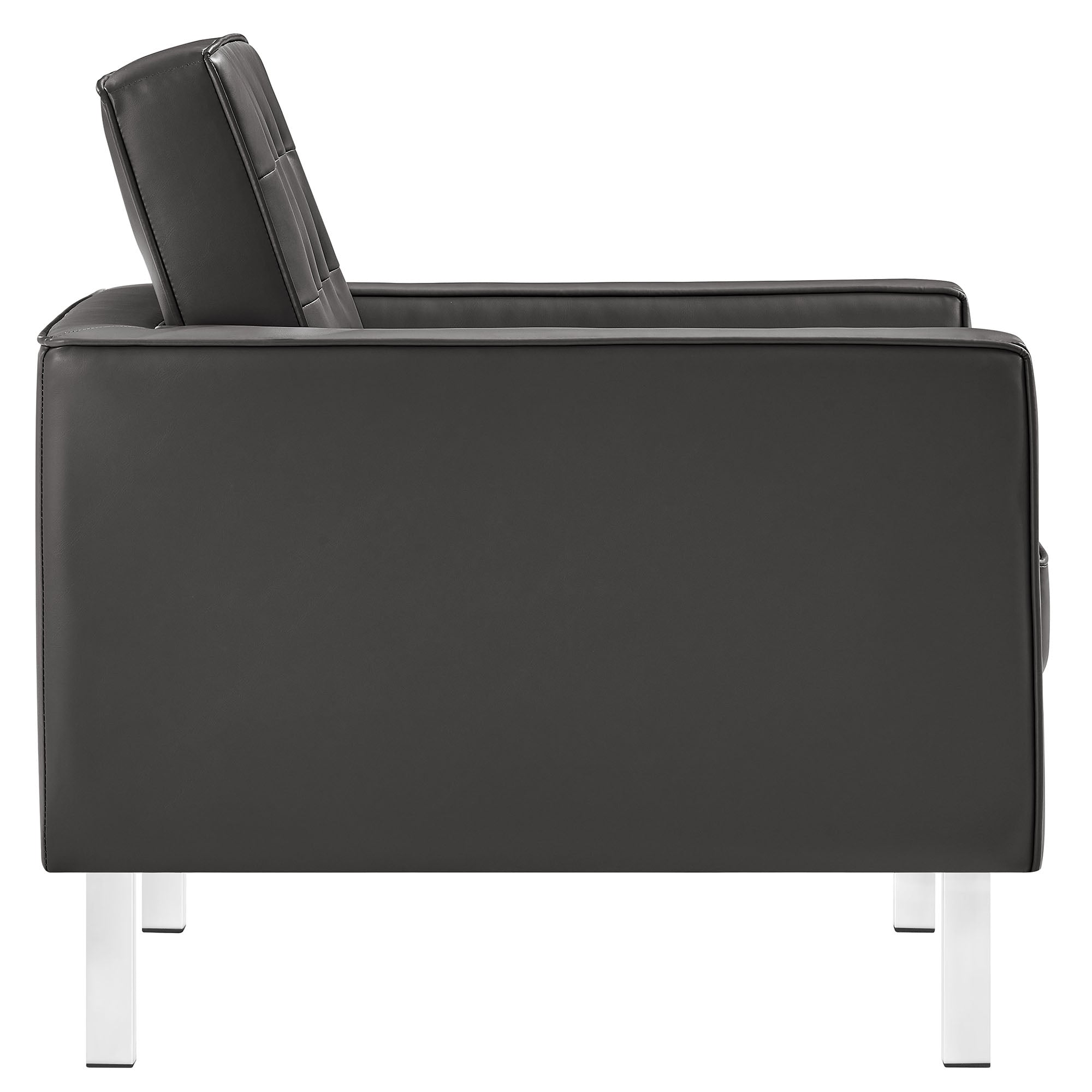 Loft Tufted Vegan Leather Armchair and Ottoman Set - Image 5