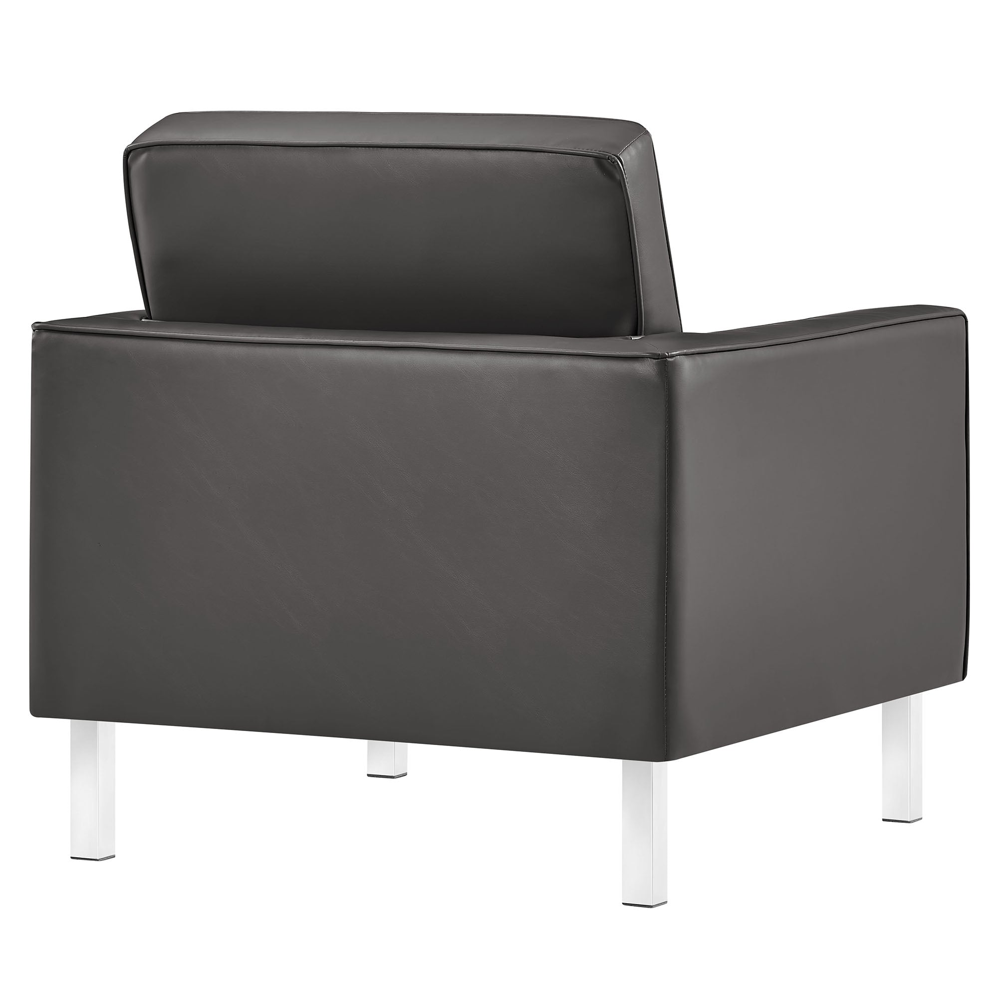 Loft Tufted Vegan Leather Armchair and Ottoman Set - Image 7