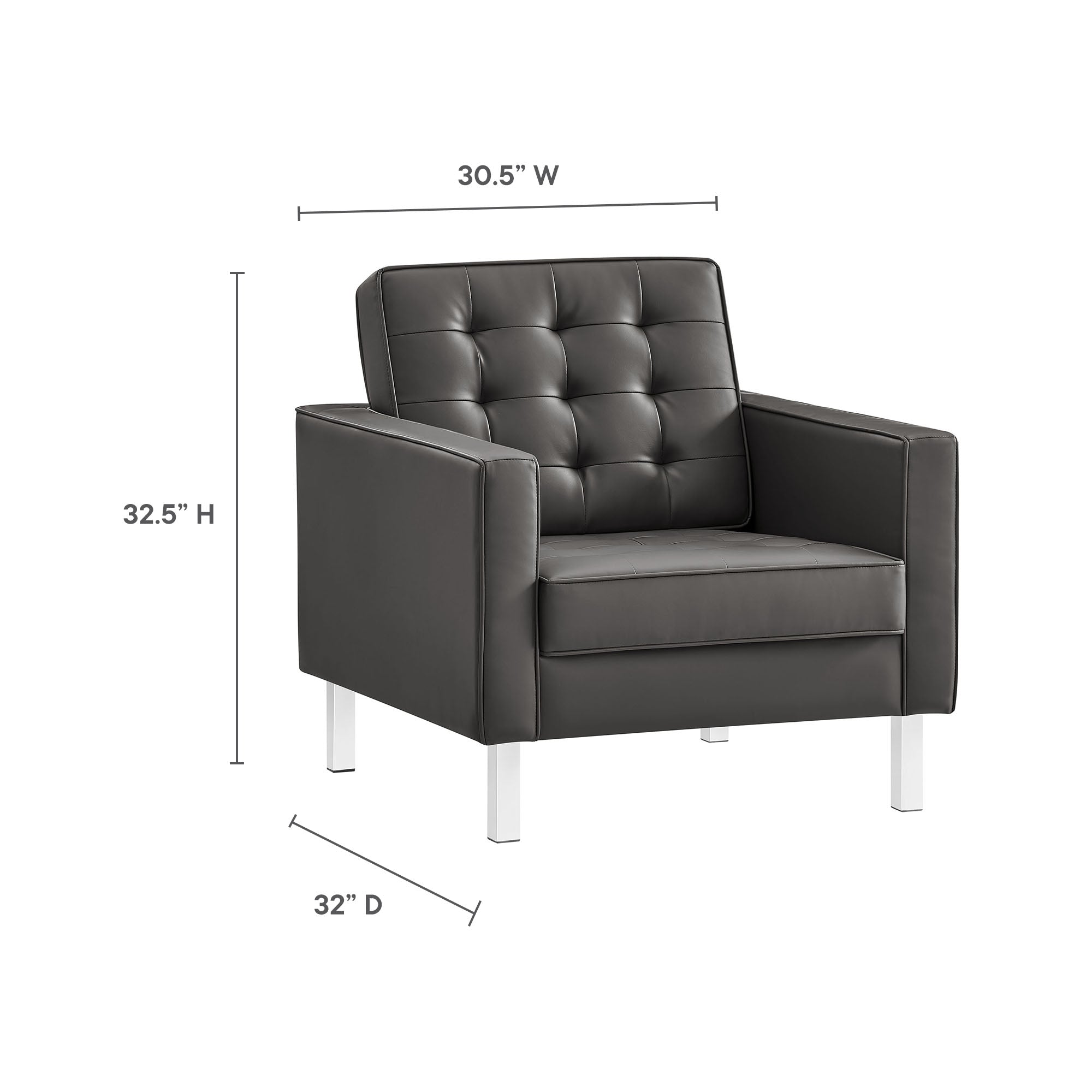 Loft Tufted Vegan Leather Armchair and Ottoman Set - Image 4