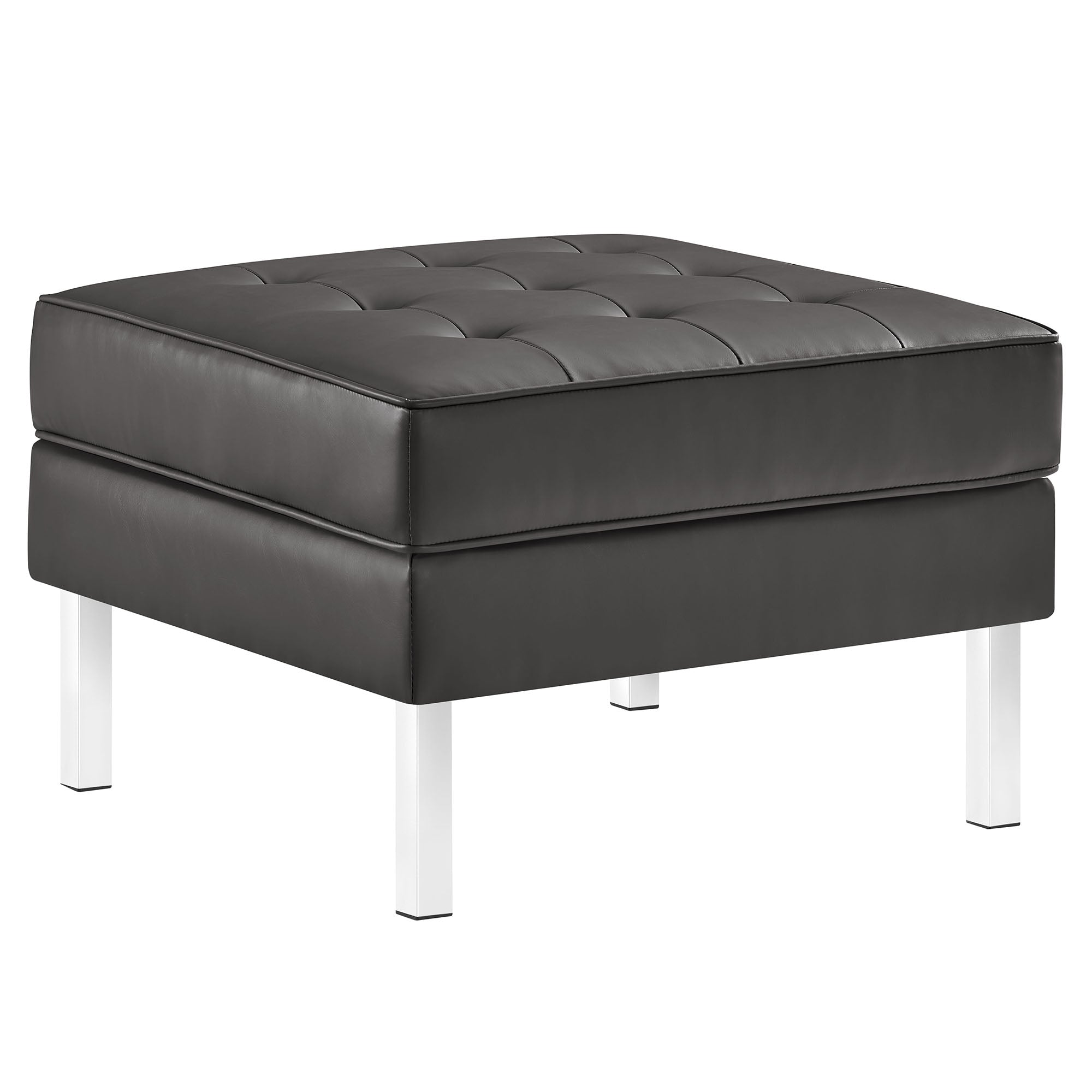 Loft Tufted Vegan Leather Armchair and Ottoman Set - Image 6