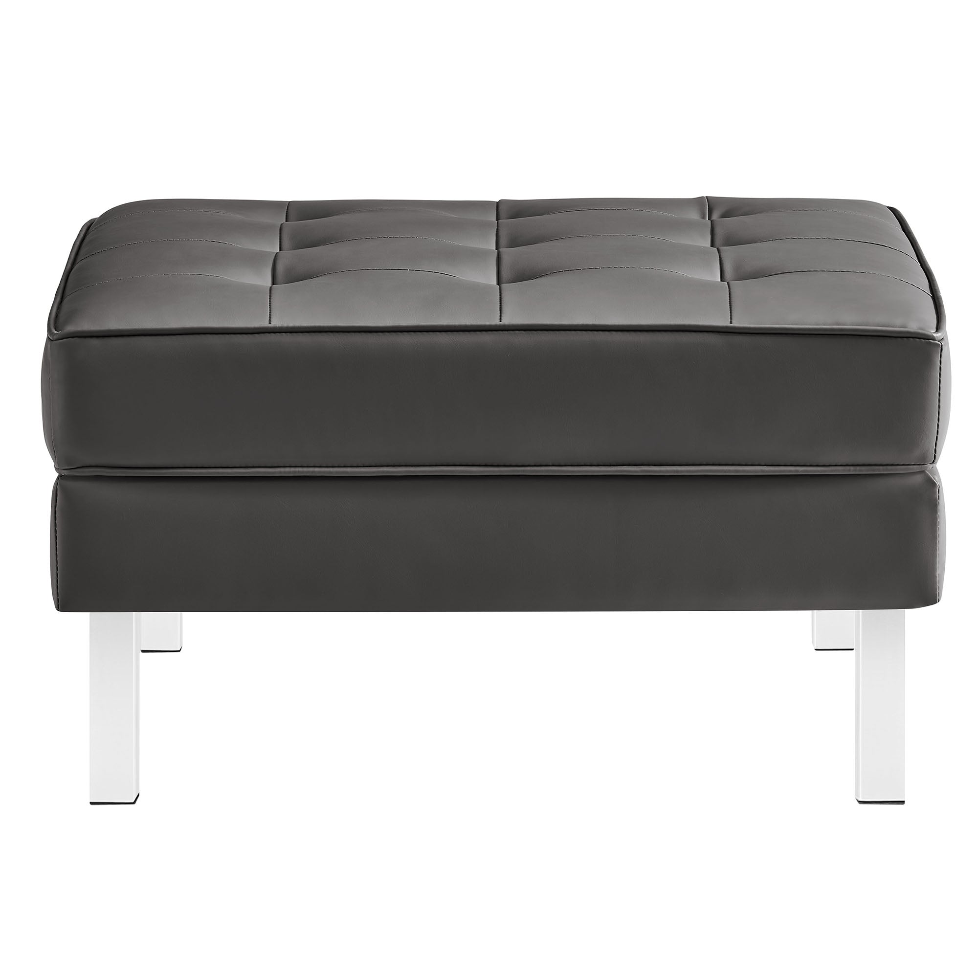 Loft Tufted Vegan Leather Armchair and Ottoman Set - Image 8