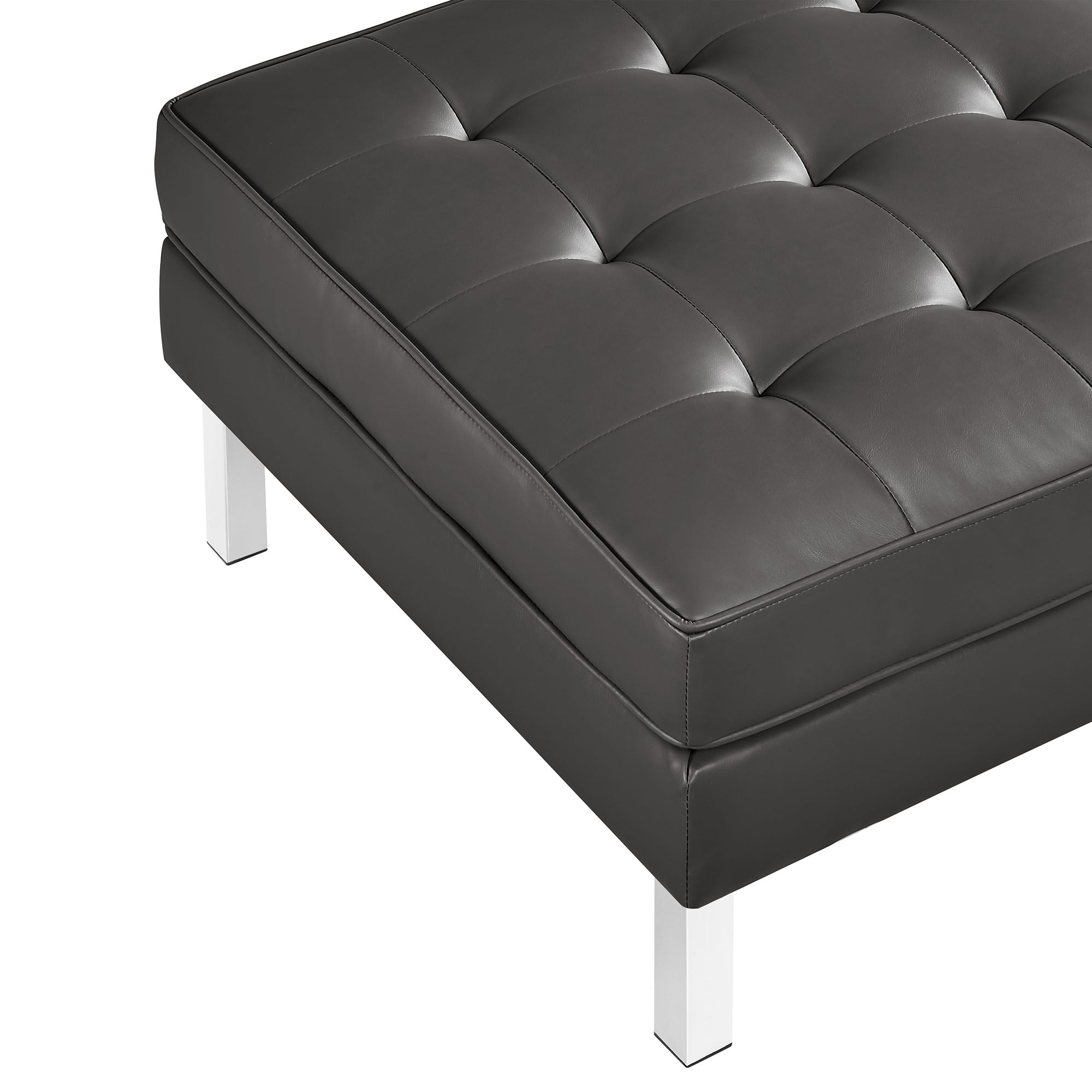 Loft Tufted Vegan Leather Armchair and Ottoman Set - Image 9