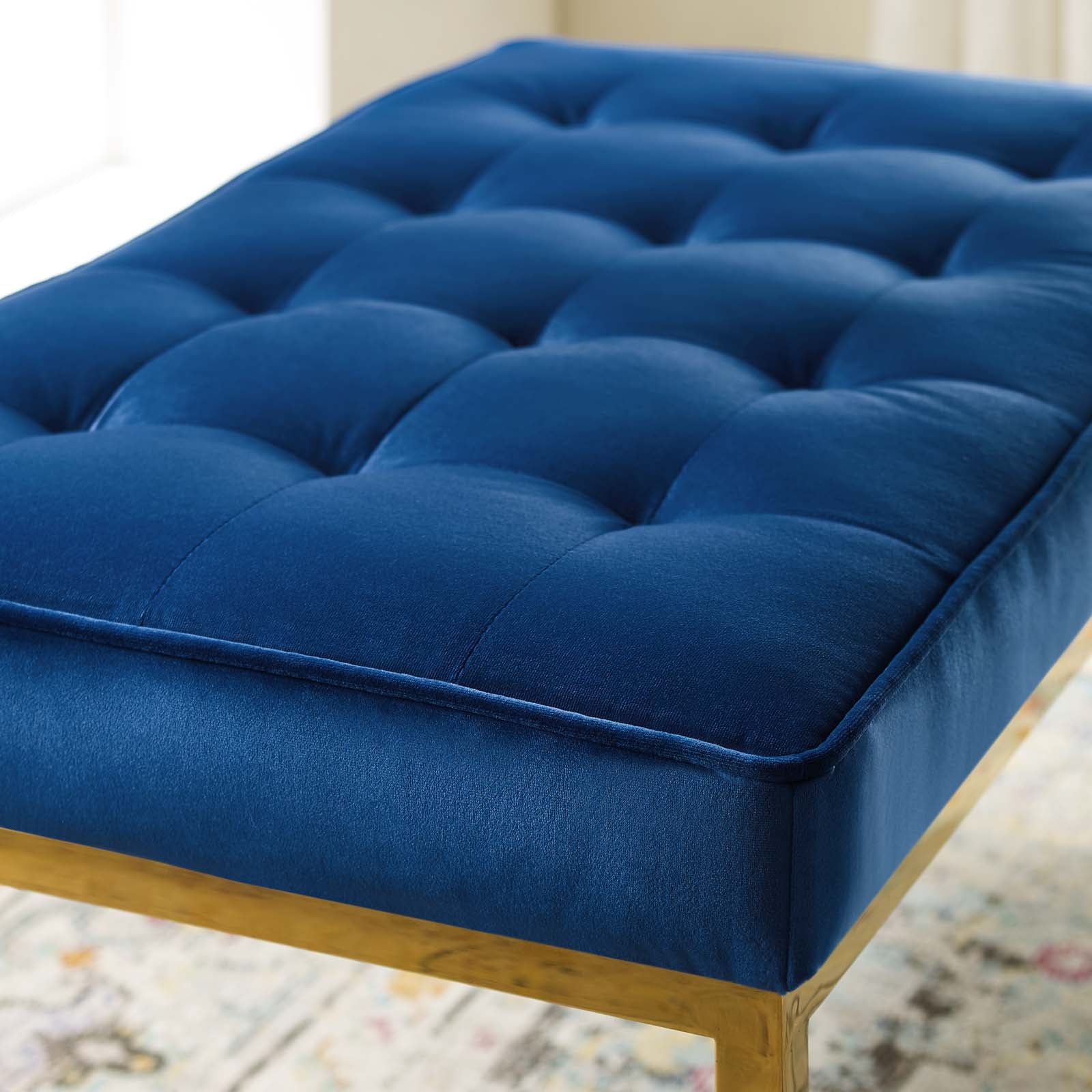 Loft Gold Stainless Steel Leg Medium Performance Velvet Bench - Image 3