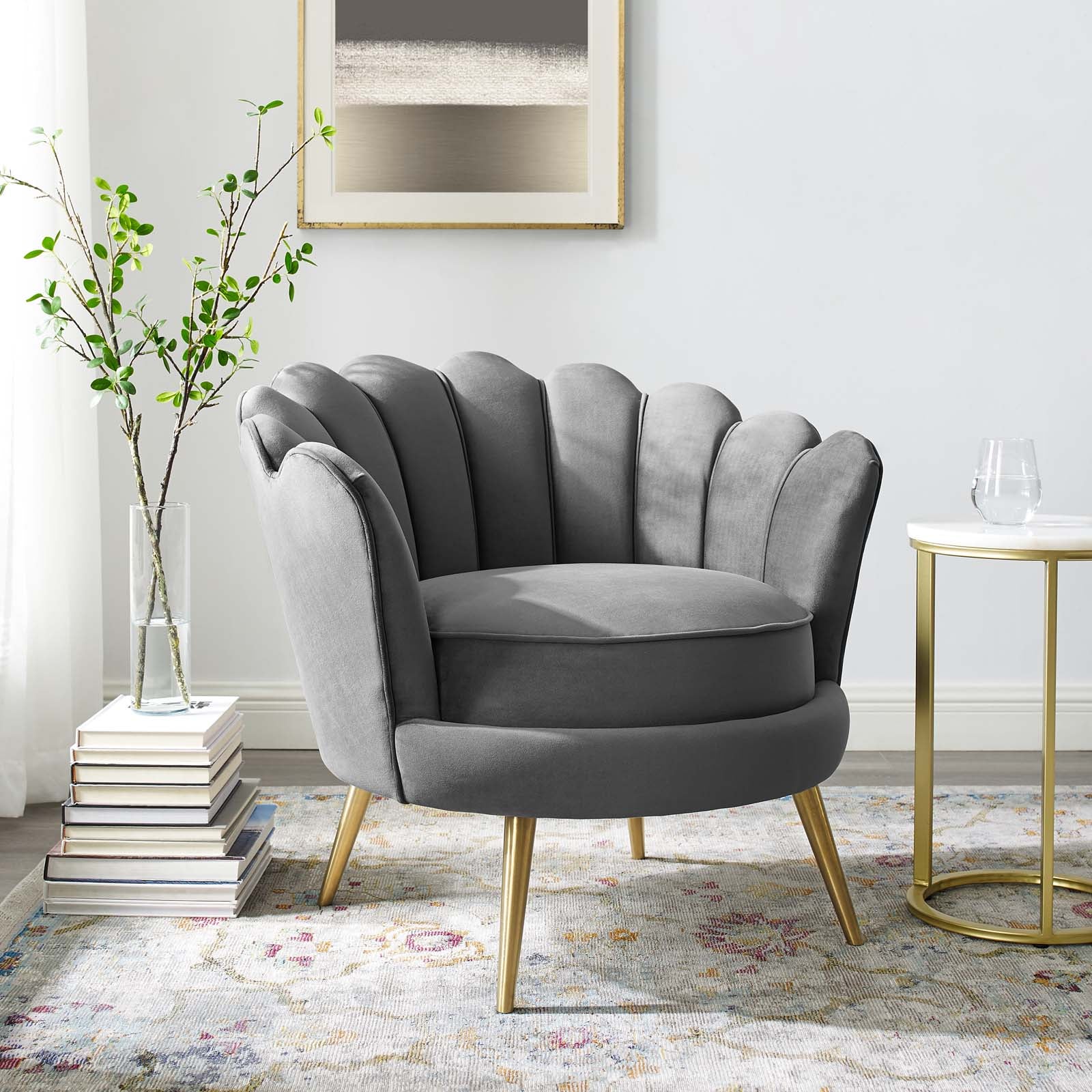 Admire Scalloped Edge Performance Velvet Accent Armchair view 7