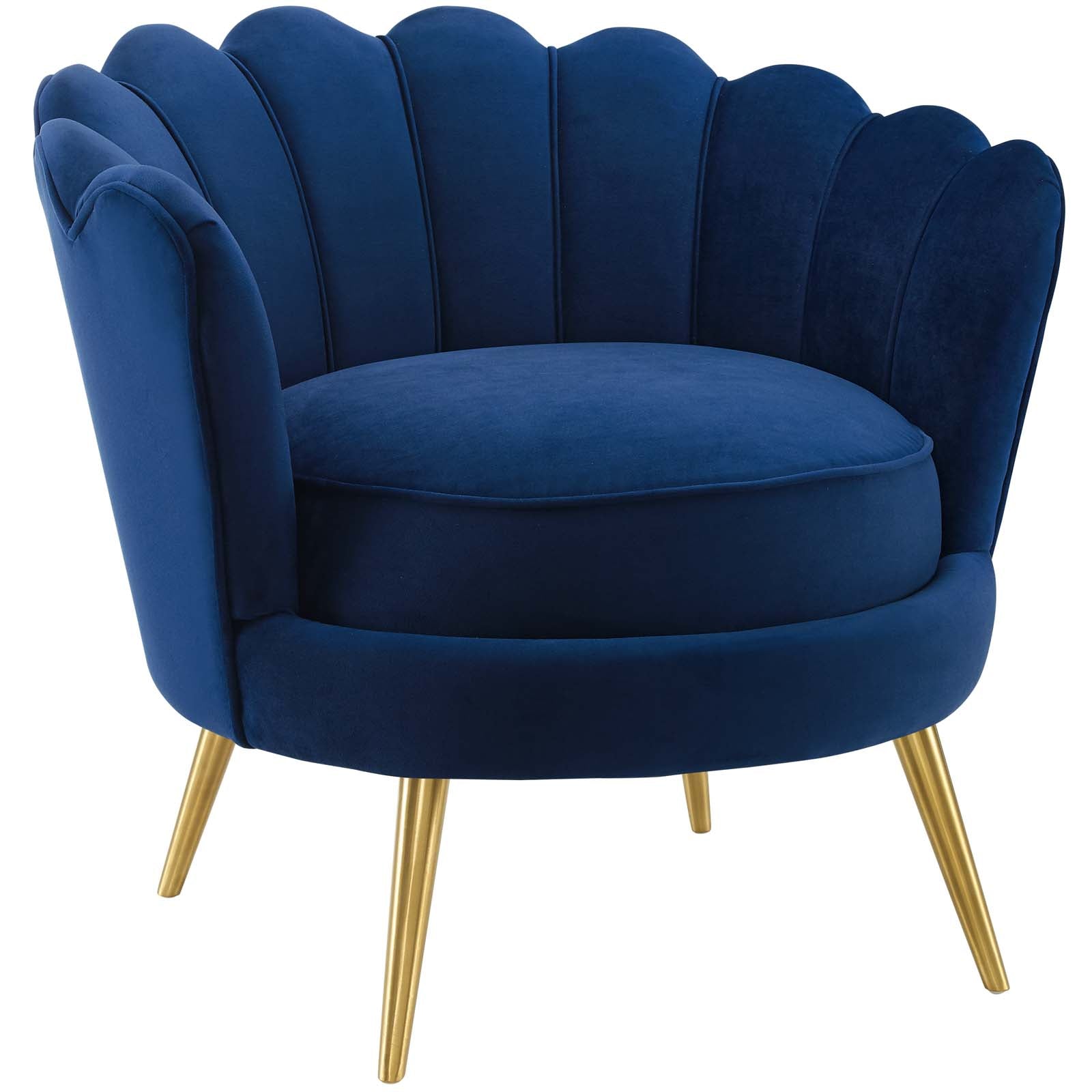Admire Scalloped Edge Performance Velvet Accent Armchair view 1