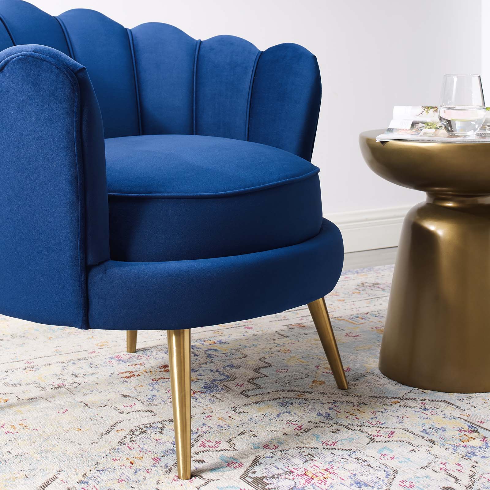 Admire Scalloped Edge Performance Velvet Accent Armchair view 3