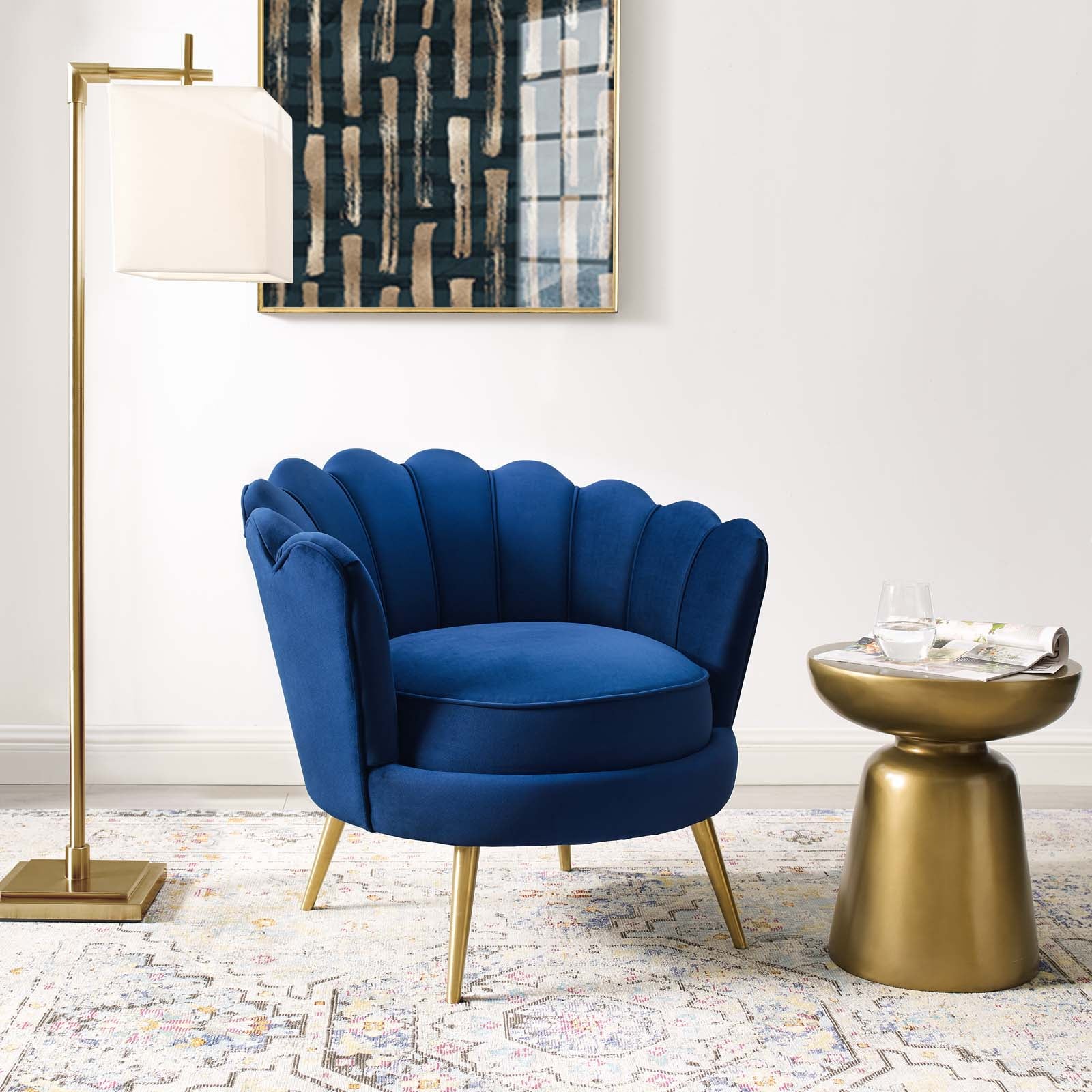 Admire Scalloped Edge Performance Velvet Accent Armchair view 2