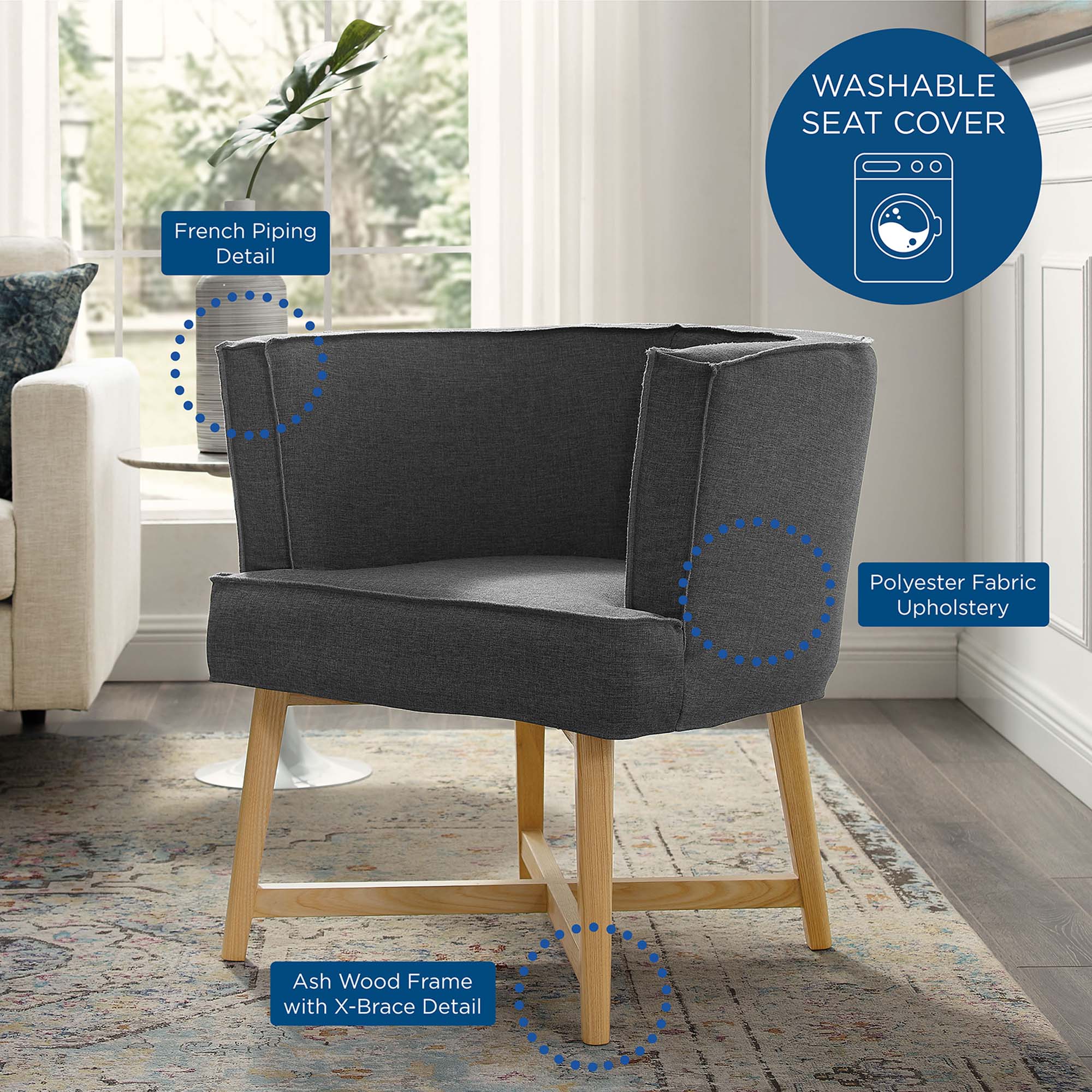 Anders Upholstered Fabric Accent Chair view 3