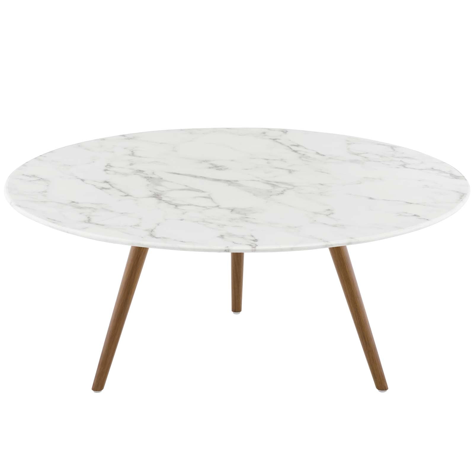 Lippa Round Artificial Marble Coffee Table with Tripod Base - Image 8