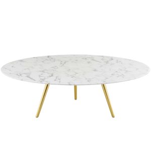 Lippa Round Artificial Marble Coffee Table with Tripod Base