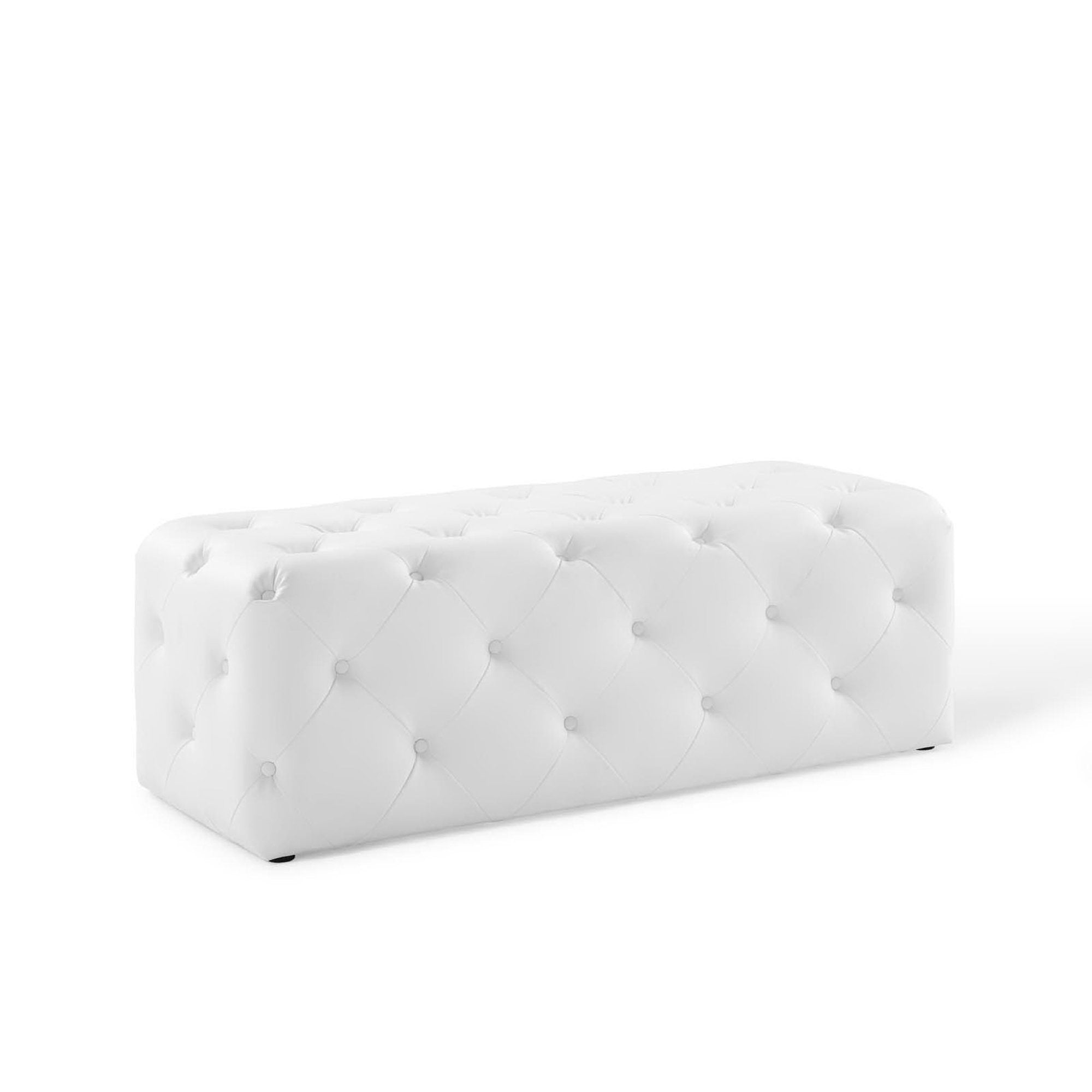 Amour 48″ Tufted Button Entryway Faux Leather Bench view 1