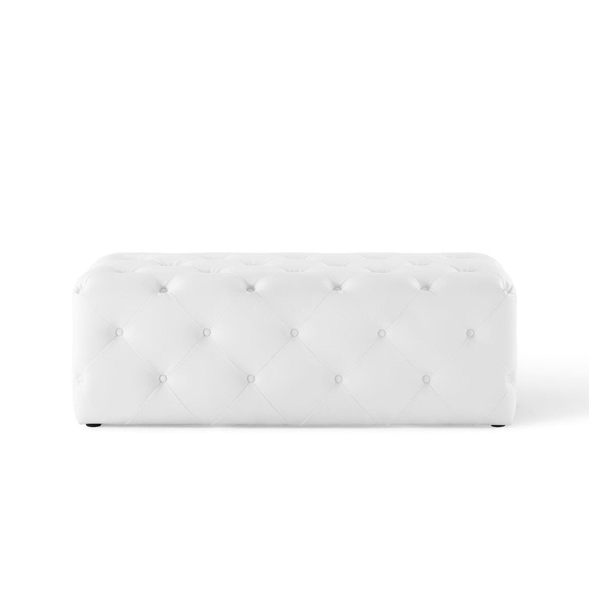 Amour 48″ Tufted Button Entryway Faux Leather Bench view 8