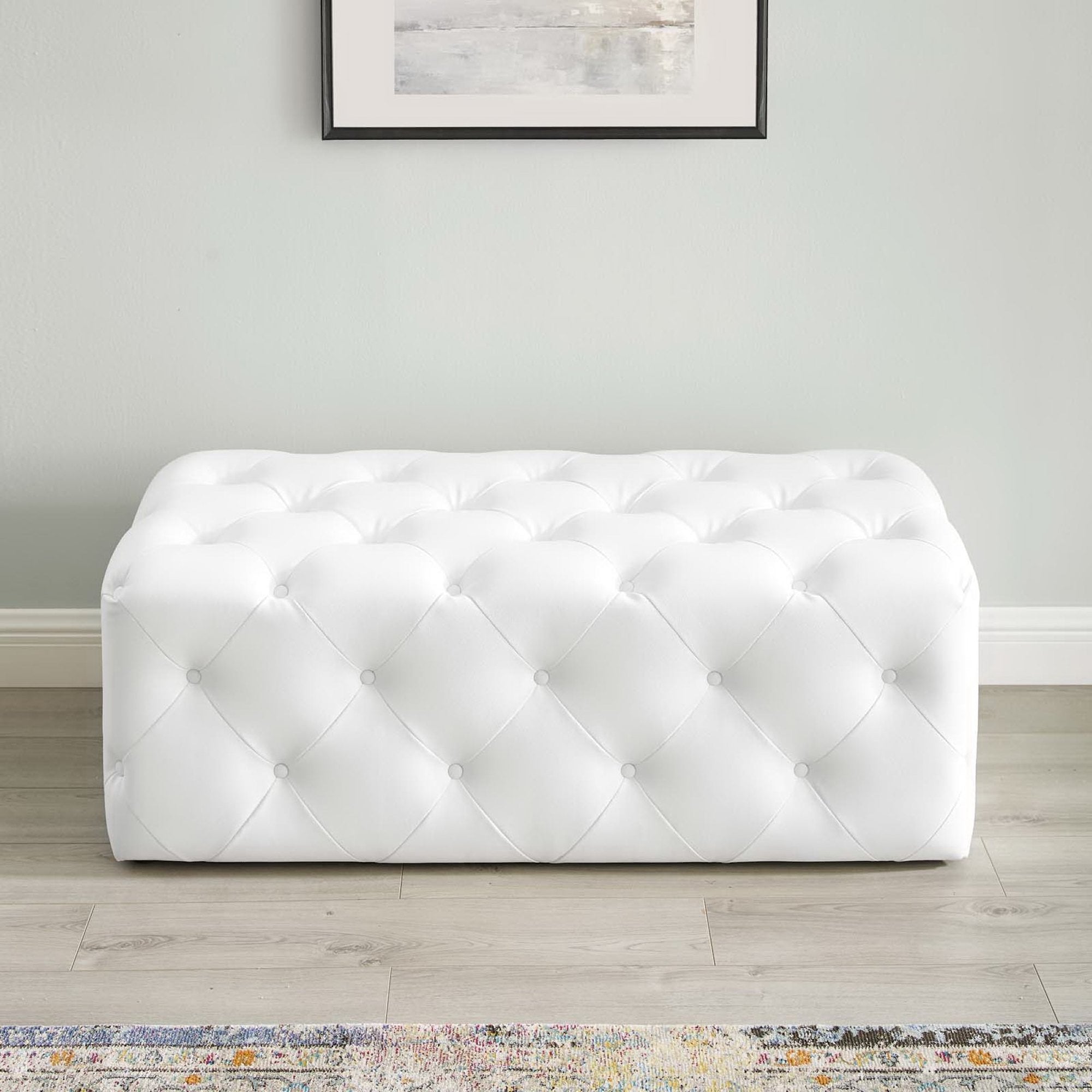 Amour 48″ Tufted Button Entryway Faux Leather Bench view 4