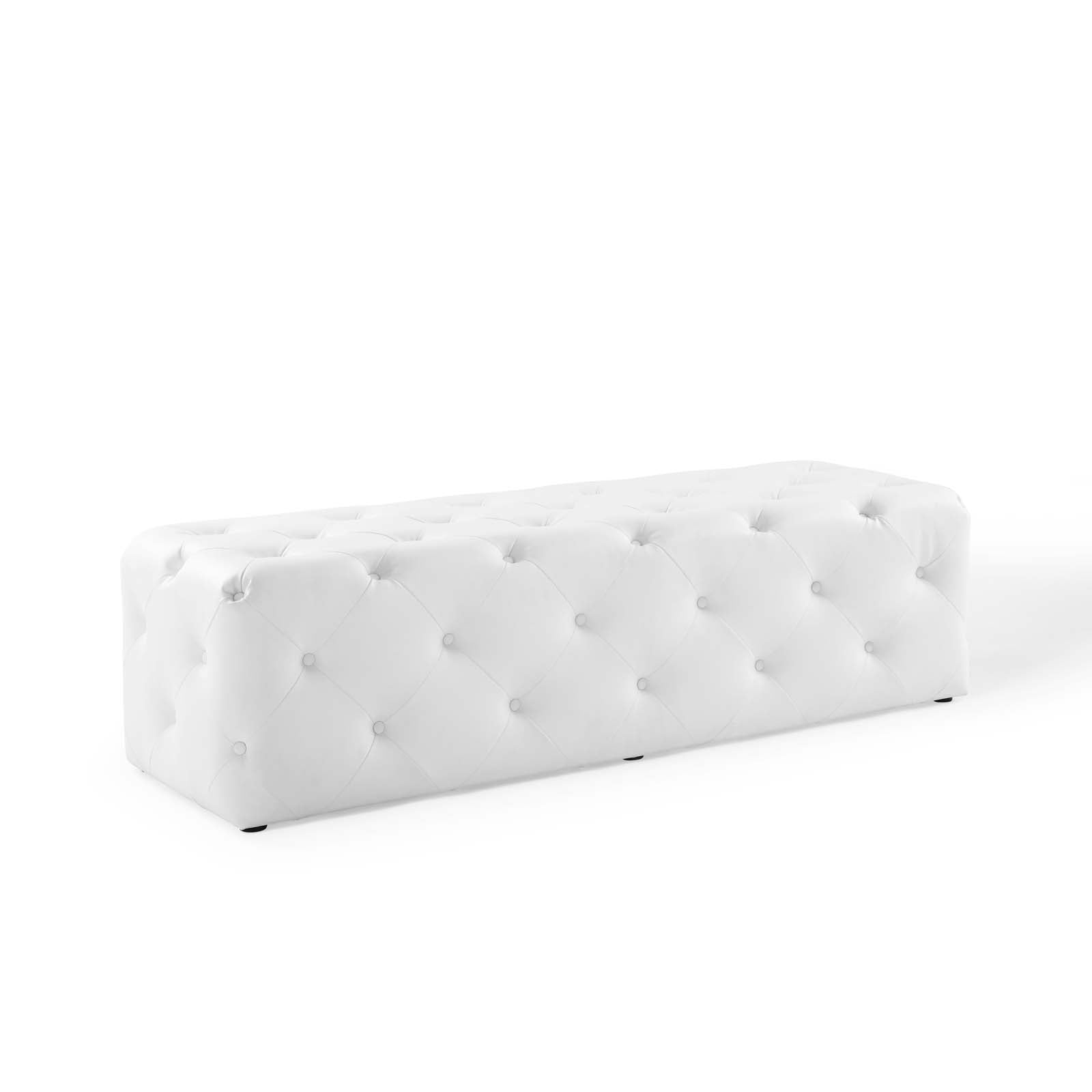 Amour 60″ Tufted Button Entryway Faux Leather Bench view 1
