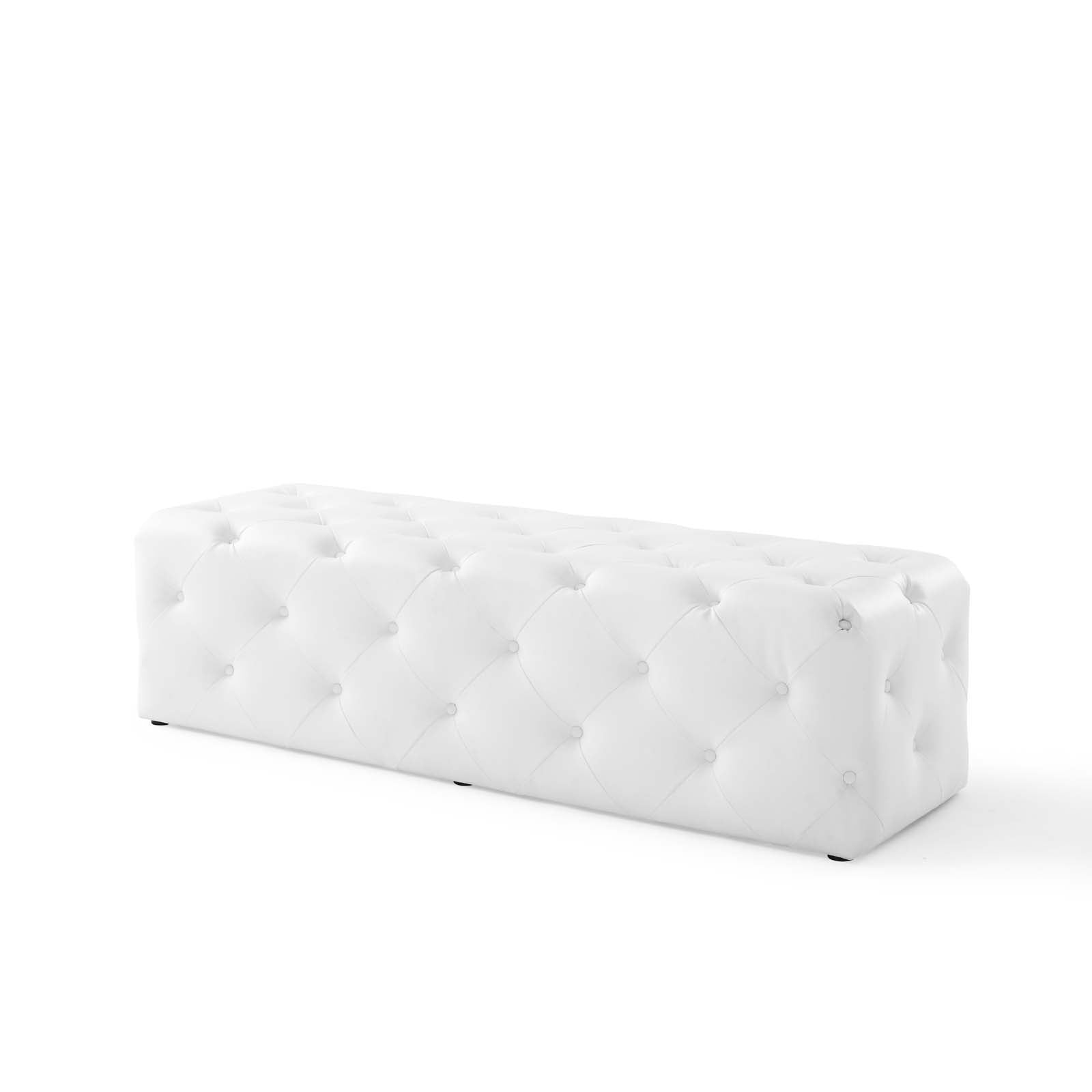 Amour 60″ Tufted Button Entryway Faux Leather Bench view 4