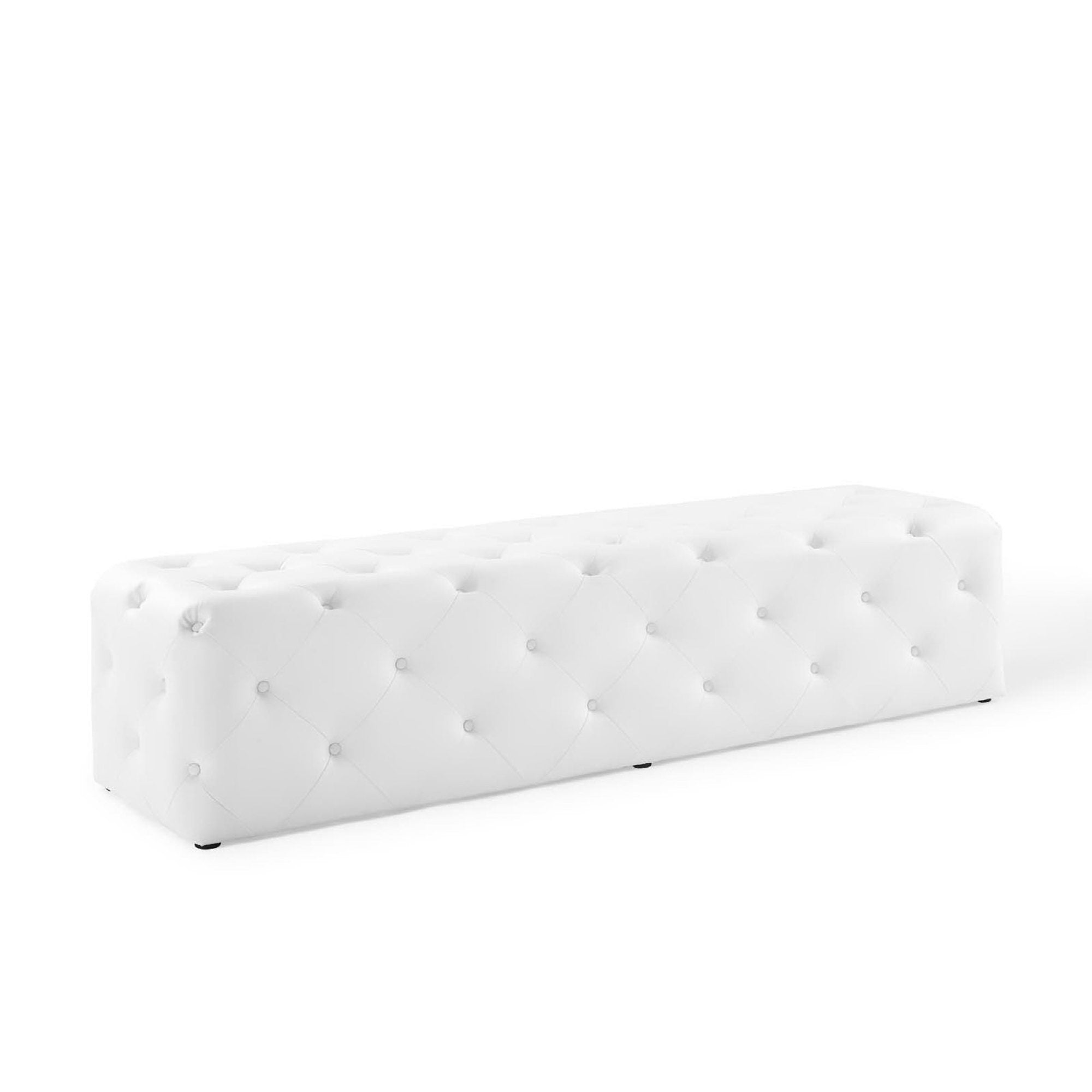 Amour 72″ Tufted Button Entryway Faux Leather Bench view 1