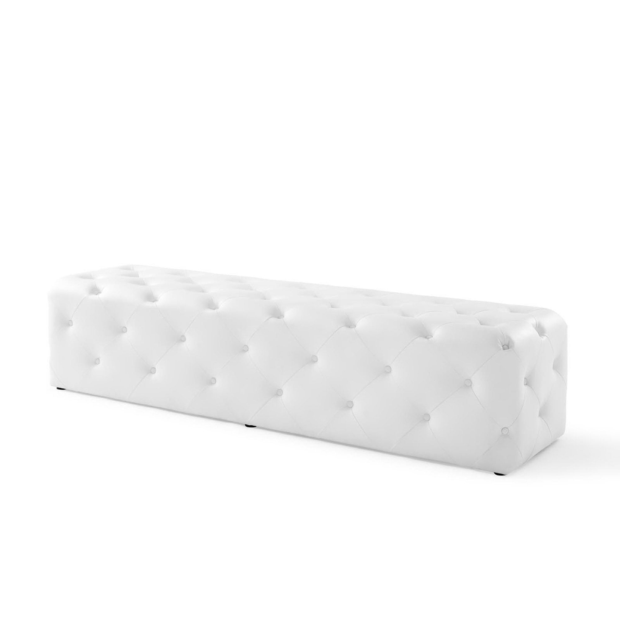 Amour 72″ Tufted Button Entryway Faux Leather Bench view 5