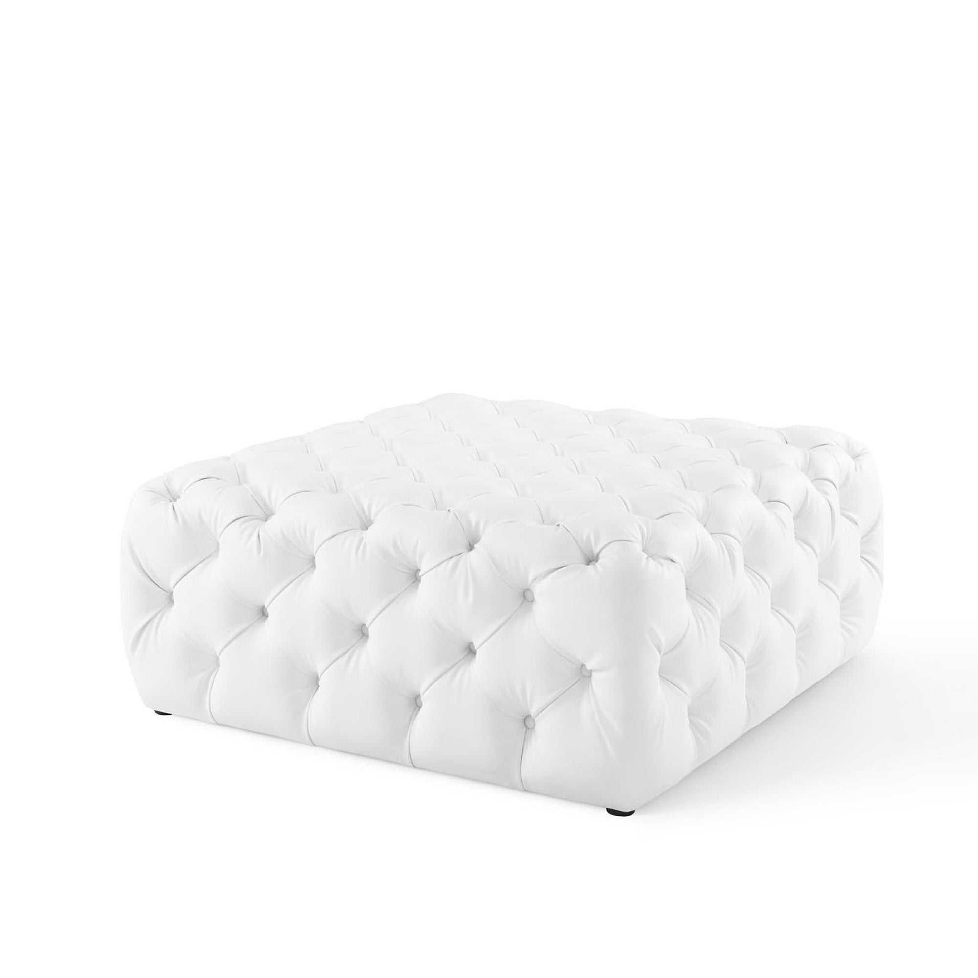 Amour Tufted Button Large Square Faux Leather Ottoman view 4