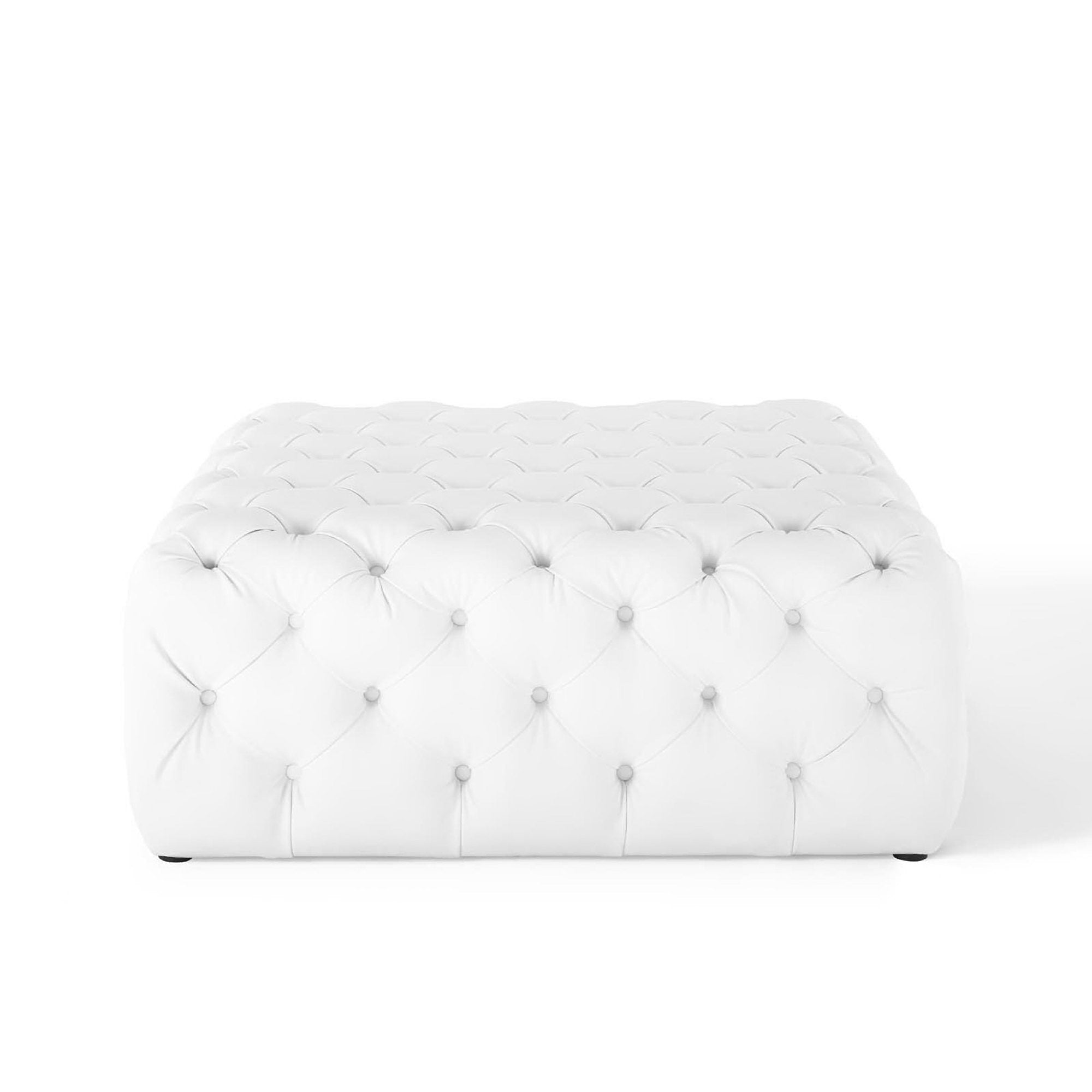 Amour Tufted Button Large Square Faux Leather Ottoman view 5