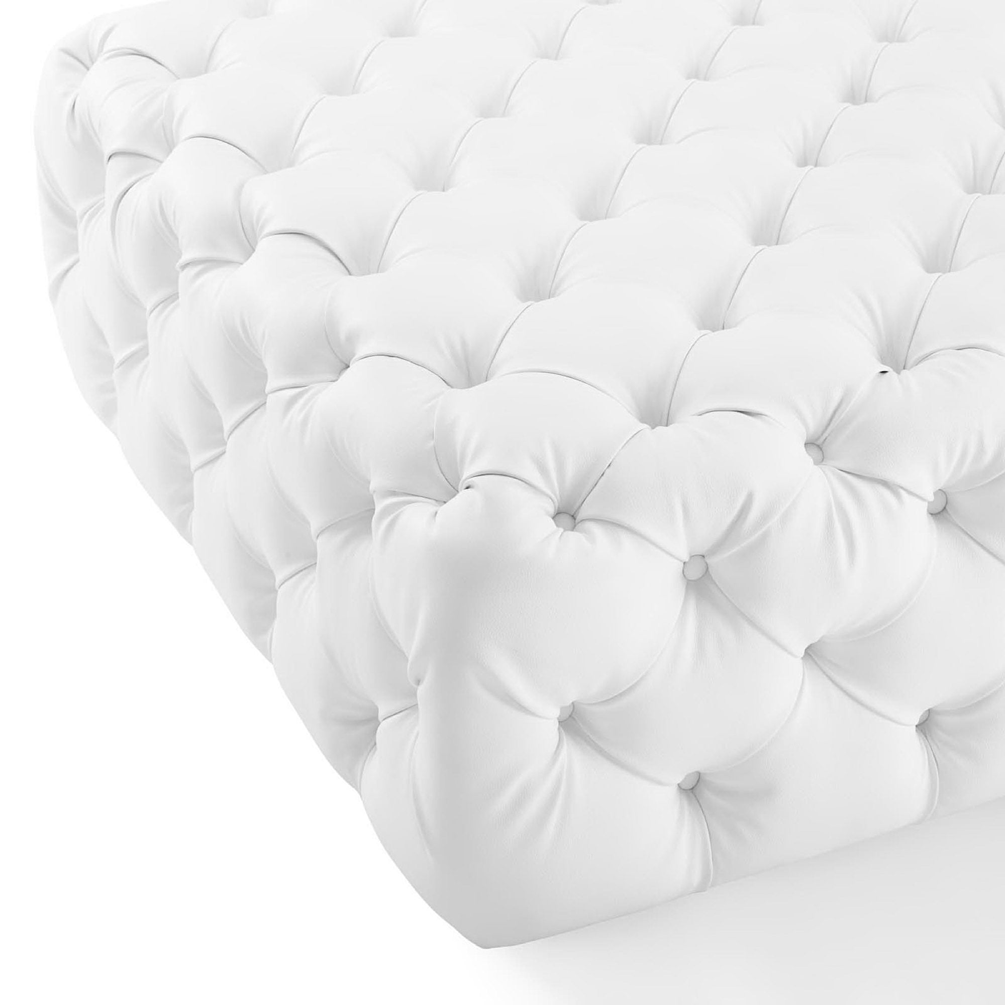Amour Tufted Button Large Square Faux Leather Ottoman view 6