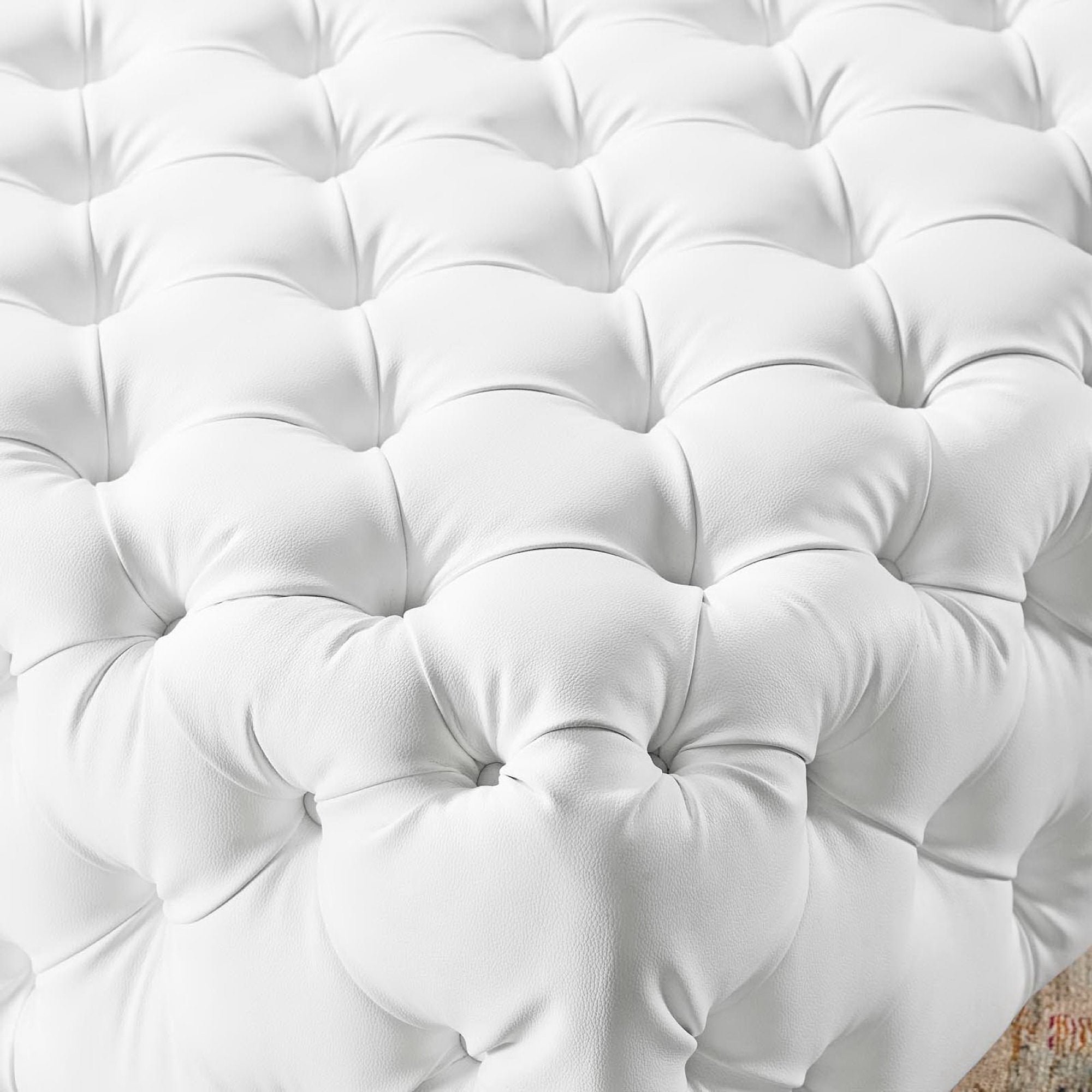 Amour Tufted Button Large Square Faux Leather Ottoman view 3