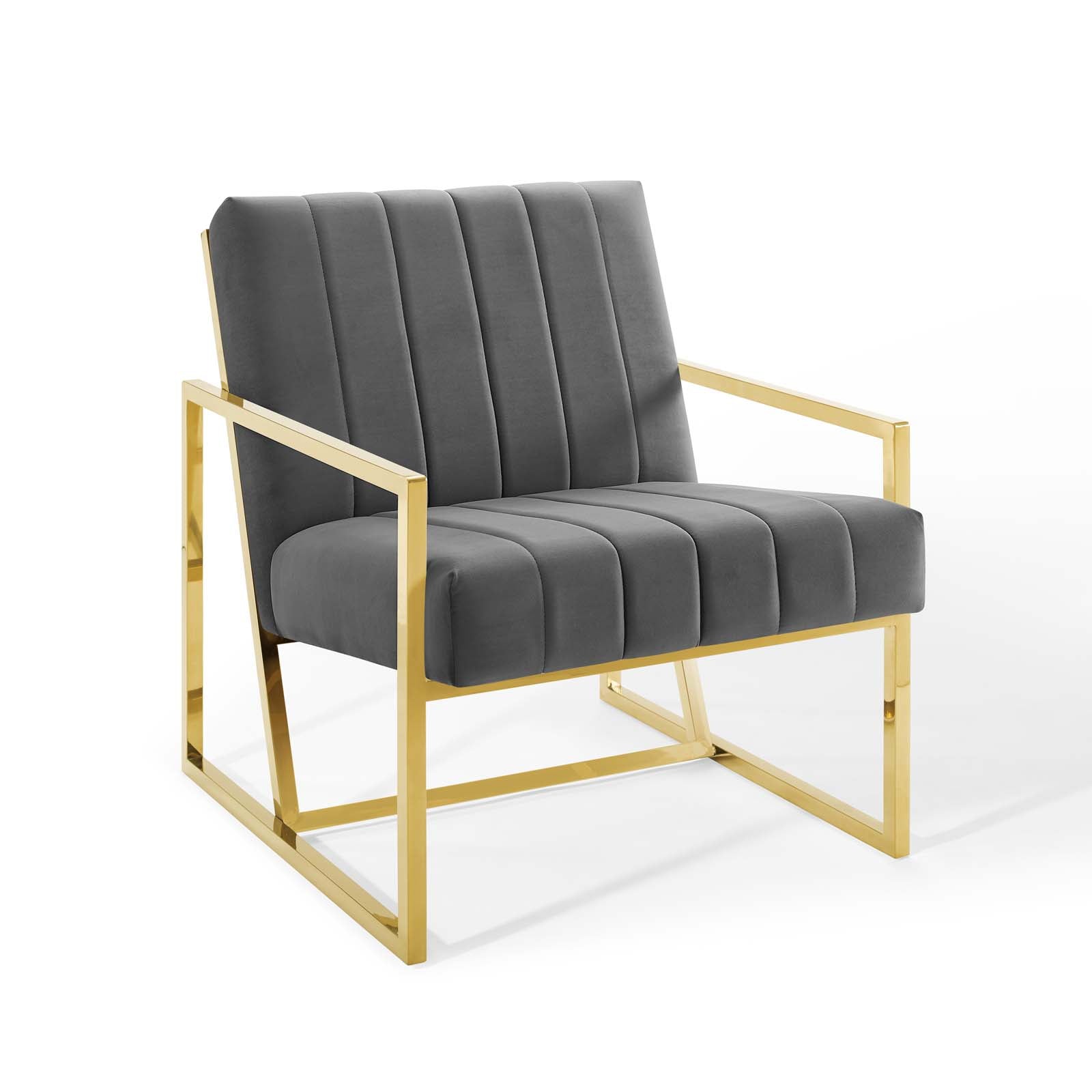 Inspire Channel Tufted Performance Velvet Armchair view 1