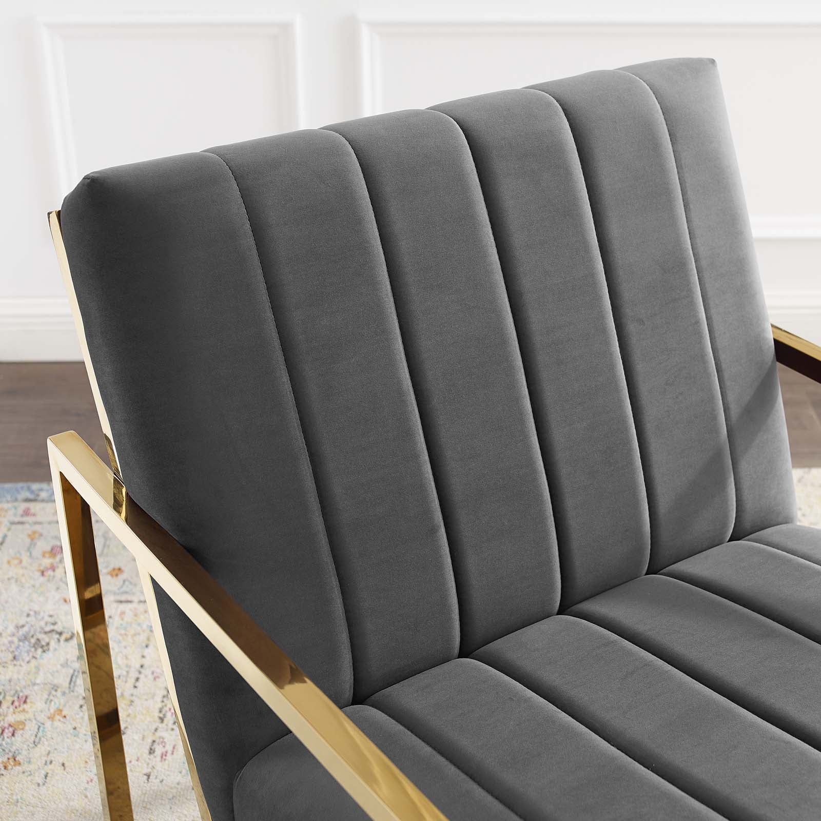 Inspire Channel Tufted Performance Velvet Armchair view 4